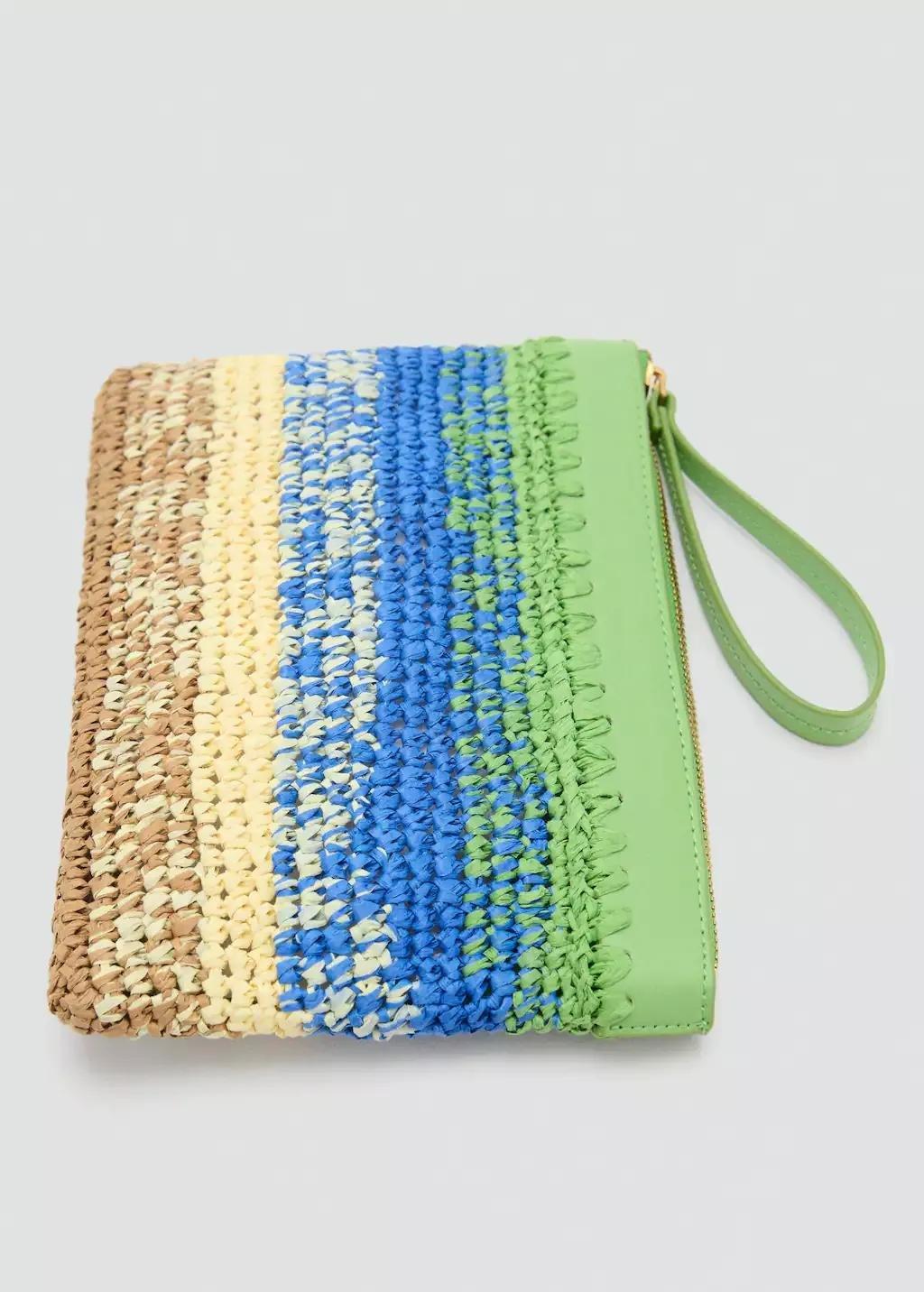 Green Natural Fibre Degrad� Clutch, Green, large image number 2