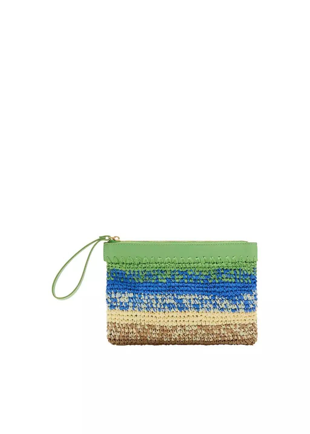 Green Natural Fibre Degrad� Clutch, Green, large image number 3