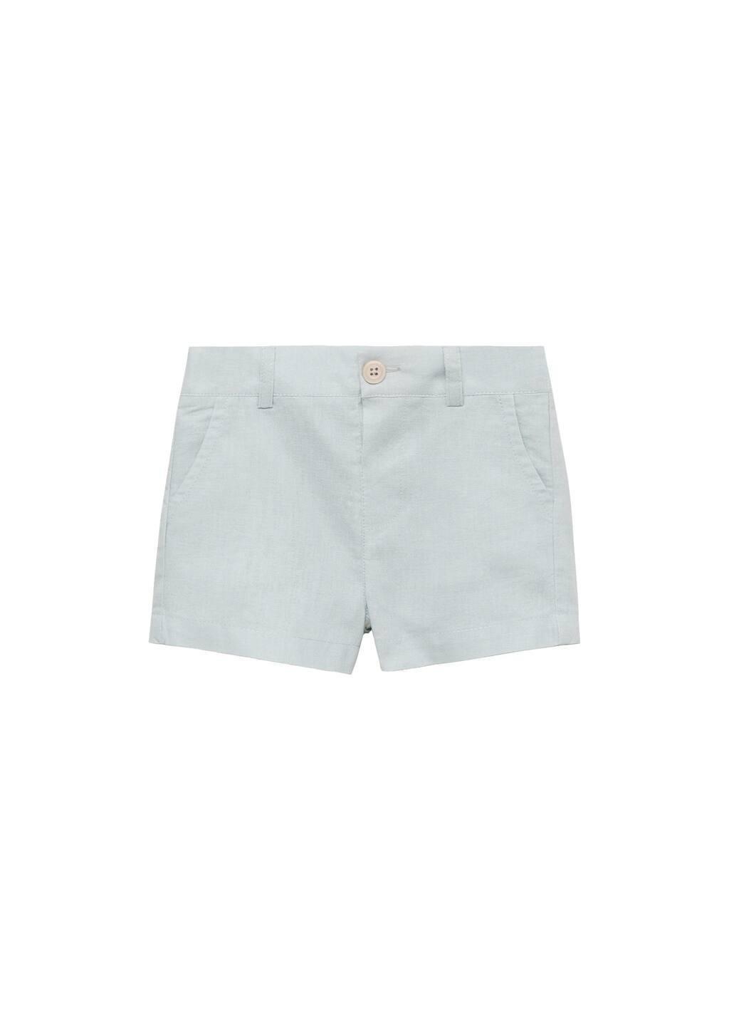 Blue Lt Pastel Linen-Blend Bermuda Shorts, Baby Boy, , large image number 0