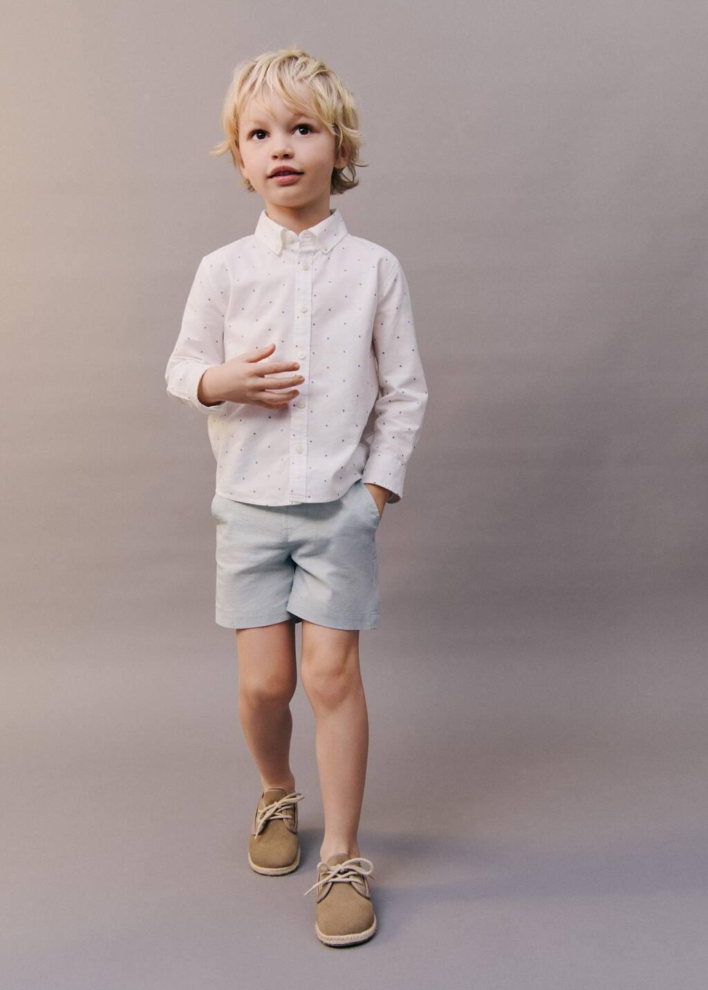 Blue Lt Pastel Linen-Blend Bermuda Shorts, Baby Boy, , large image number 3
