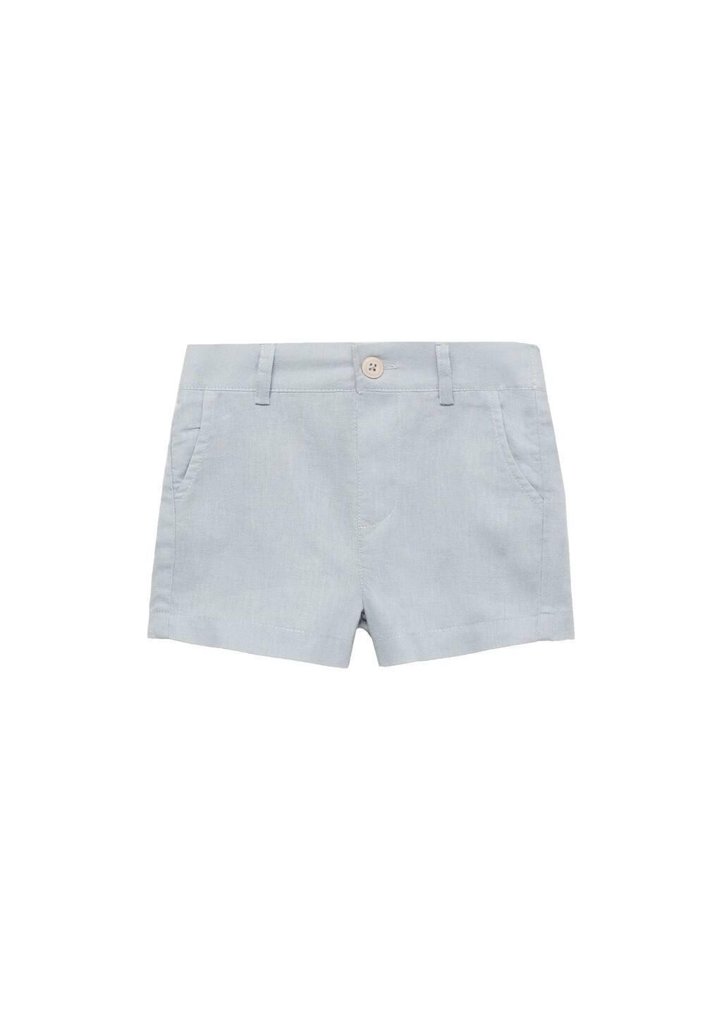 Blue Linen-Blend Bermuda Shorts, Baby Boy, , large image number 0