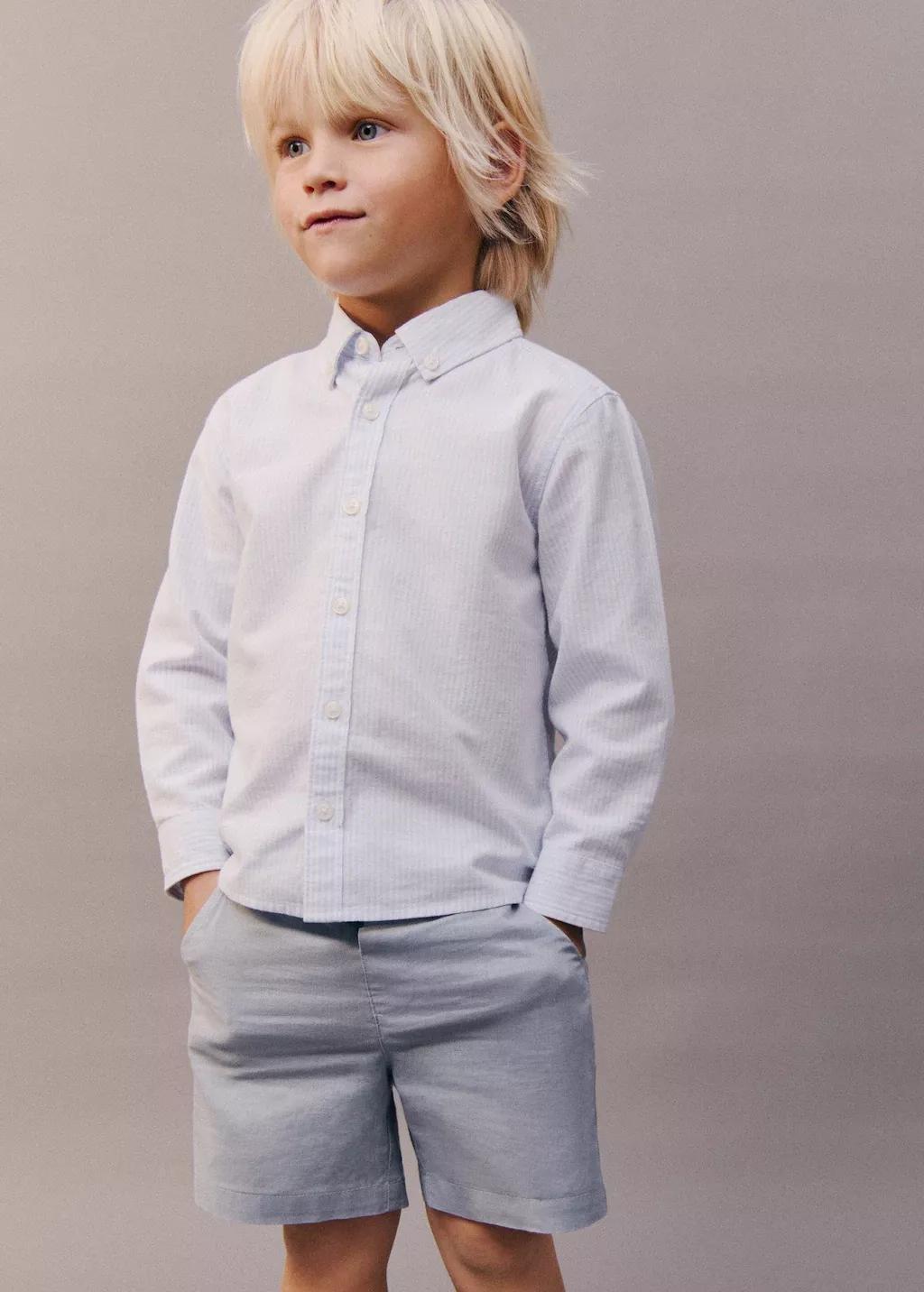 Blue Linen-Blend Bermuda Shorts, Baby Boy, , large image number 3