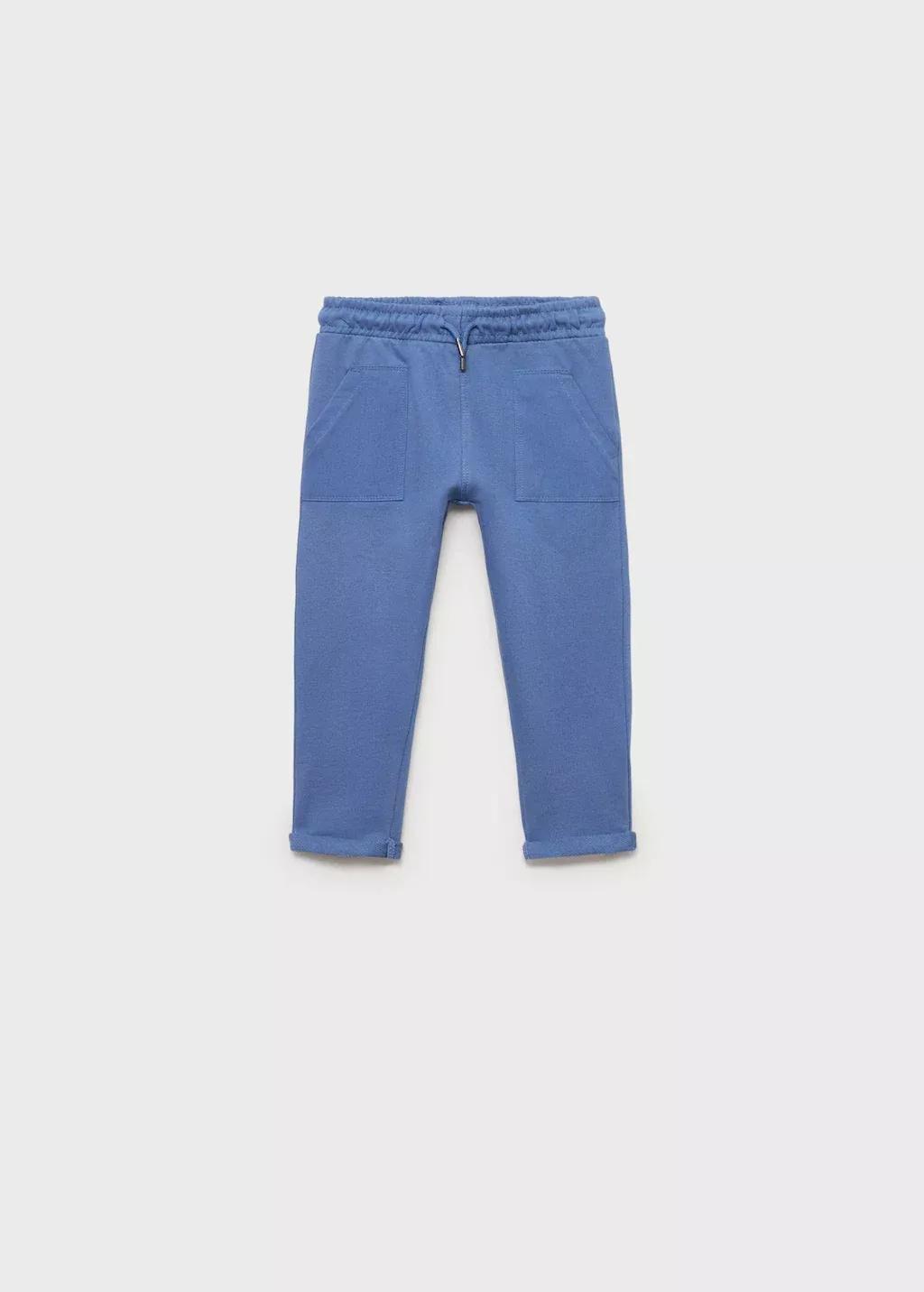 Blue Cotton Jogger-Style Trousers, Baby Boy, , medium