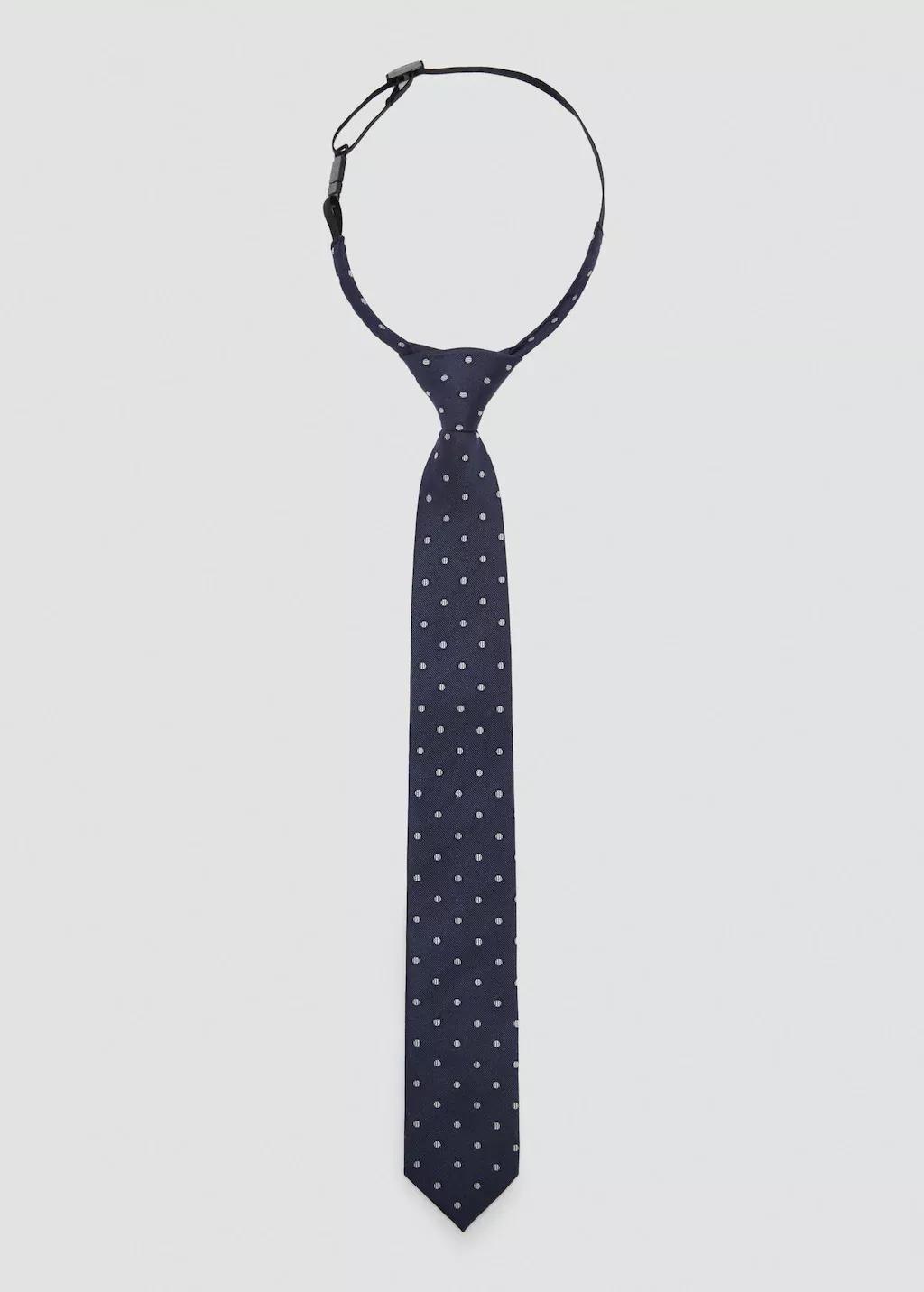 Navy Polka-Dot Patterned Tie, Kids Boy, Navy, large image number 3