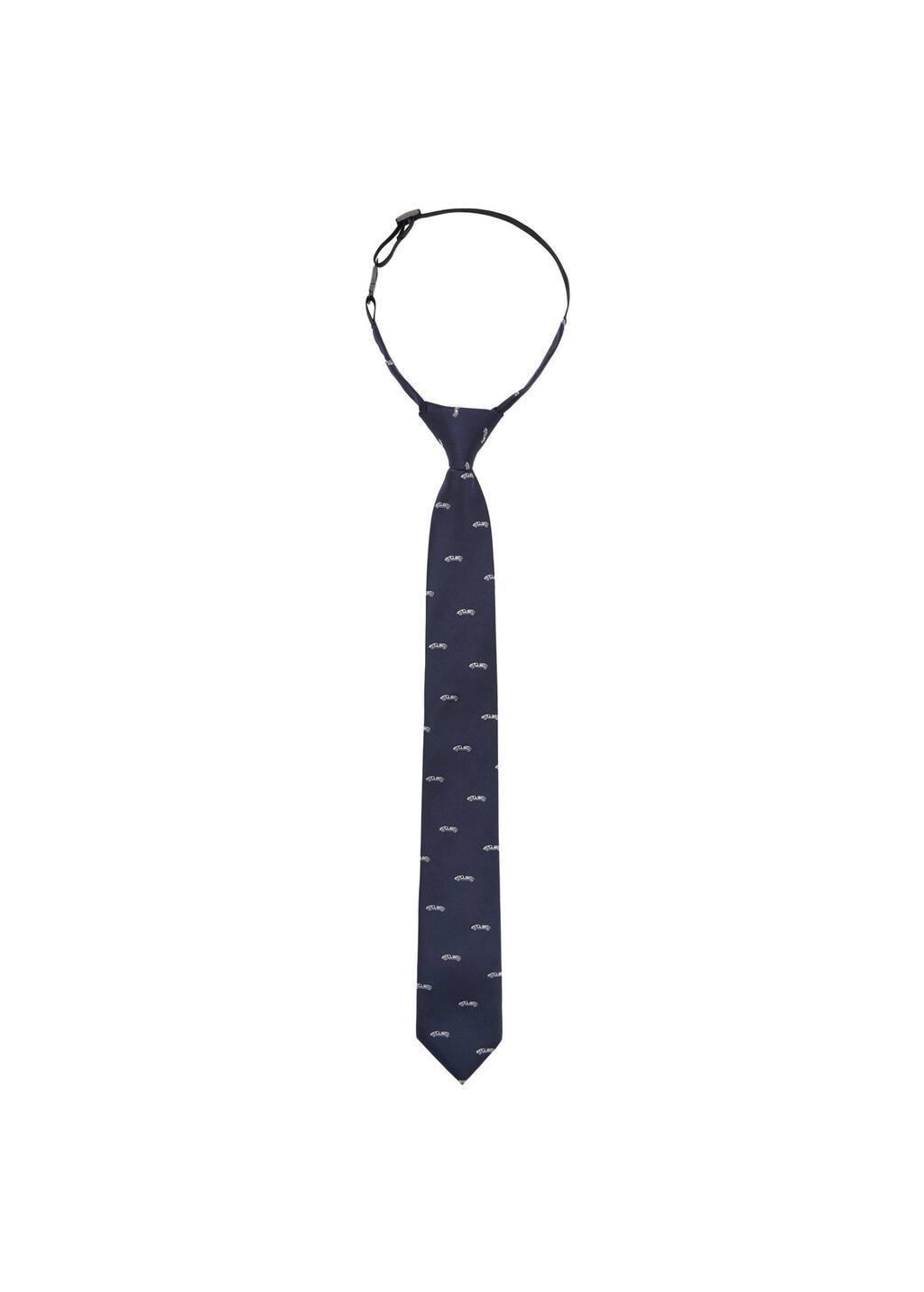 Navy Printed Tie, Kids Boy, Navy, large image number 1
