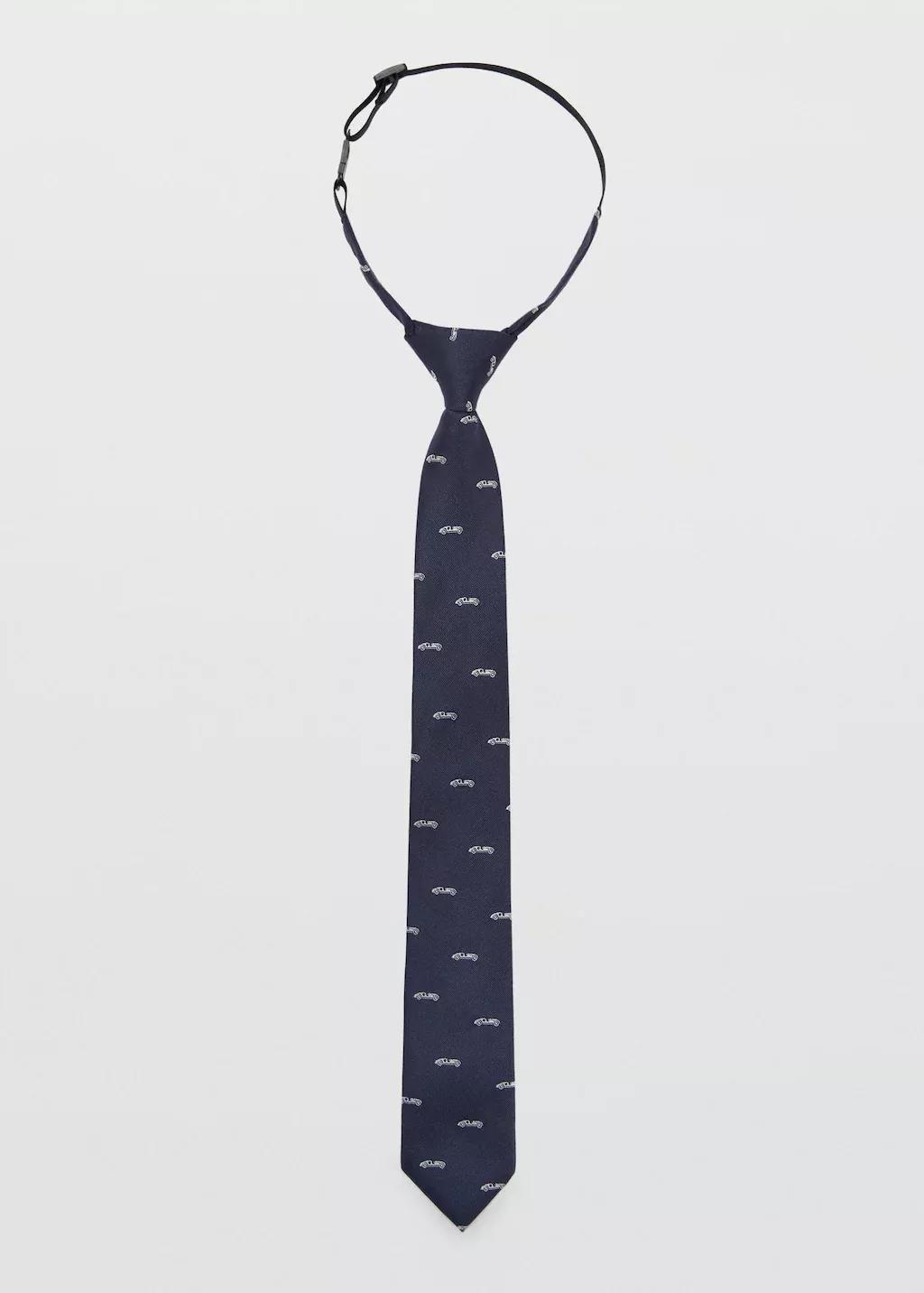 Navy Printed Tie, Kids Boy, Navy, large image number 2