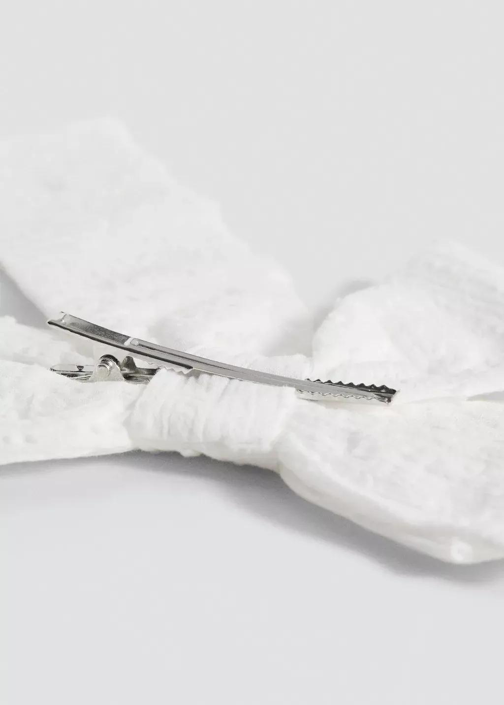 White Plumeti Bow Barrette, Kids Girl, , medium