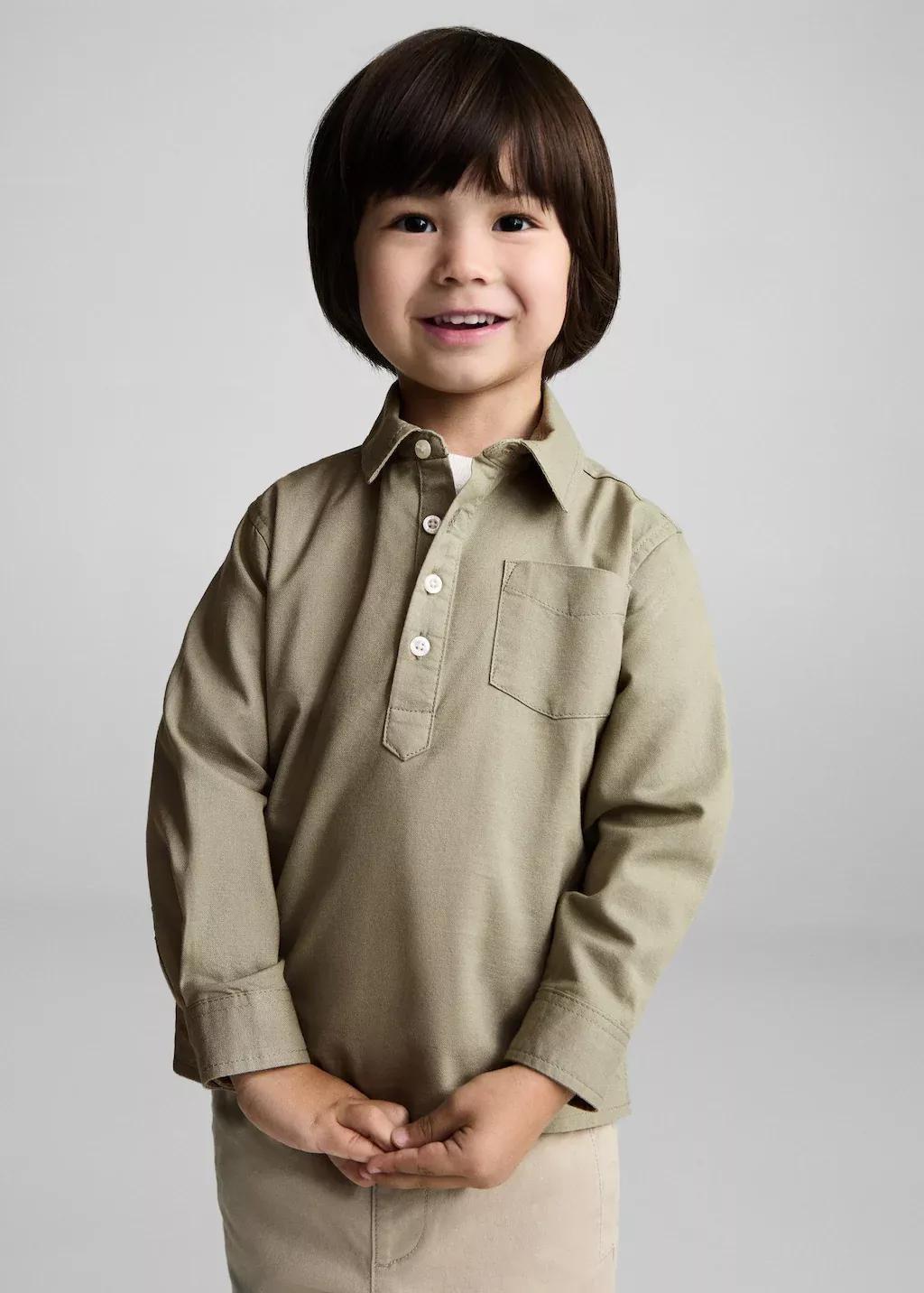 Green Polo Style Cotton Shirt, Baby Boy, , large image number 0