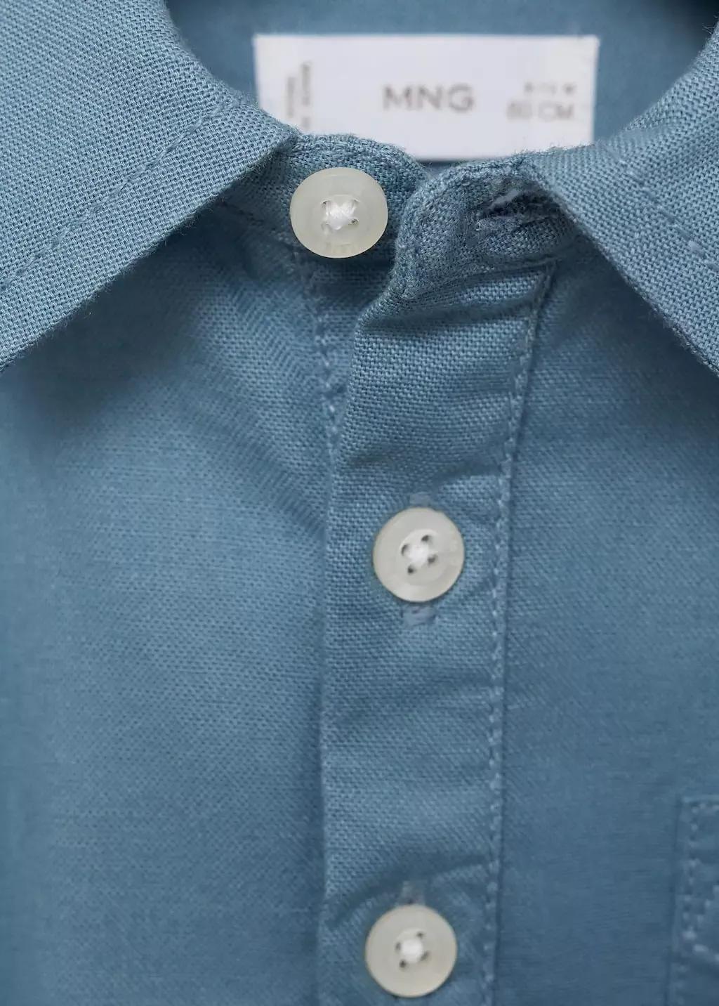 Blue Polo Style Cotton Shirt, Baby Boy, , large image number 2