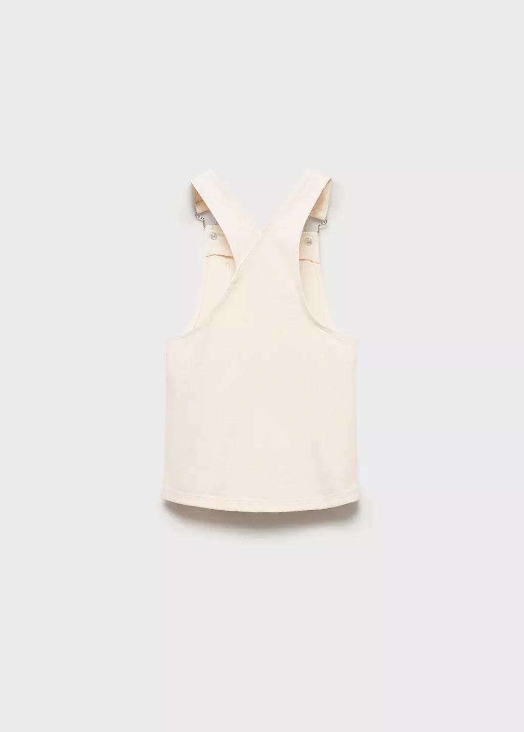 Beige Short Denim Pinafore, Baby Girl, , large image number 1