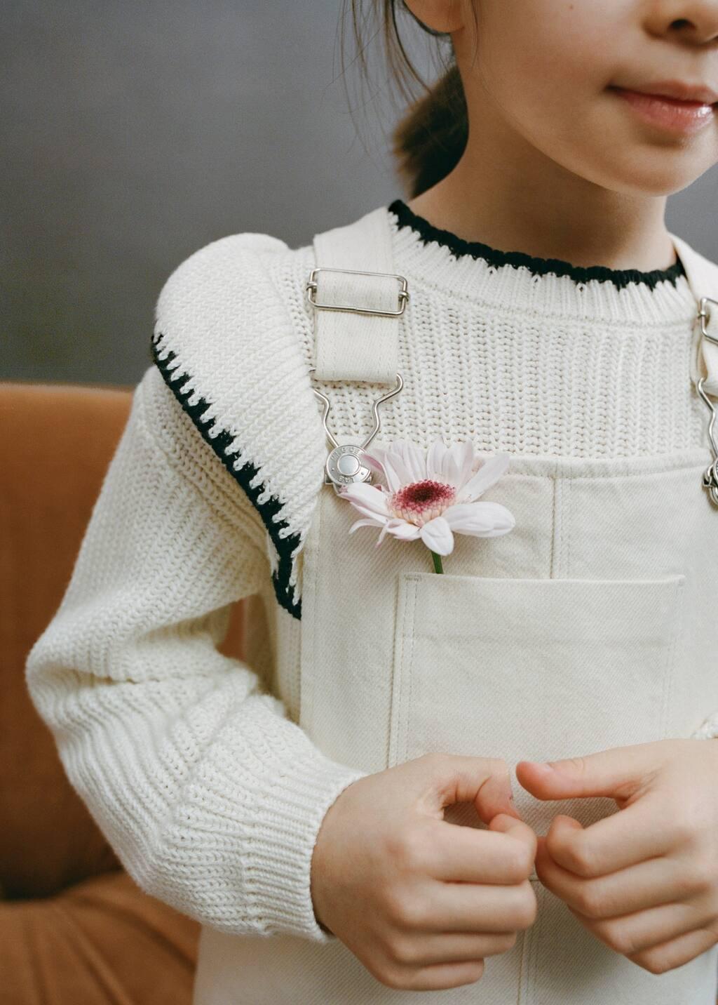 Beige Short Denim Pinafore, Baby Girl, , large image number 3