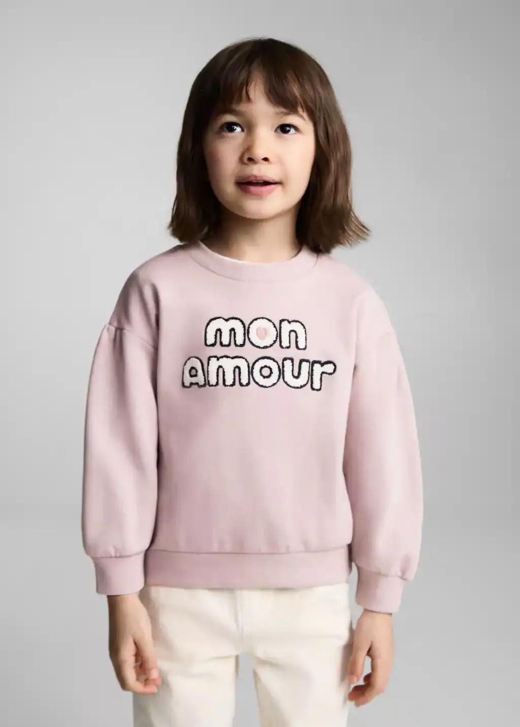 Pink Embossed Message Cotton Sweater, Baby Girl, , medium