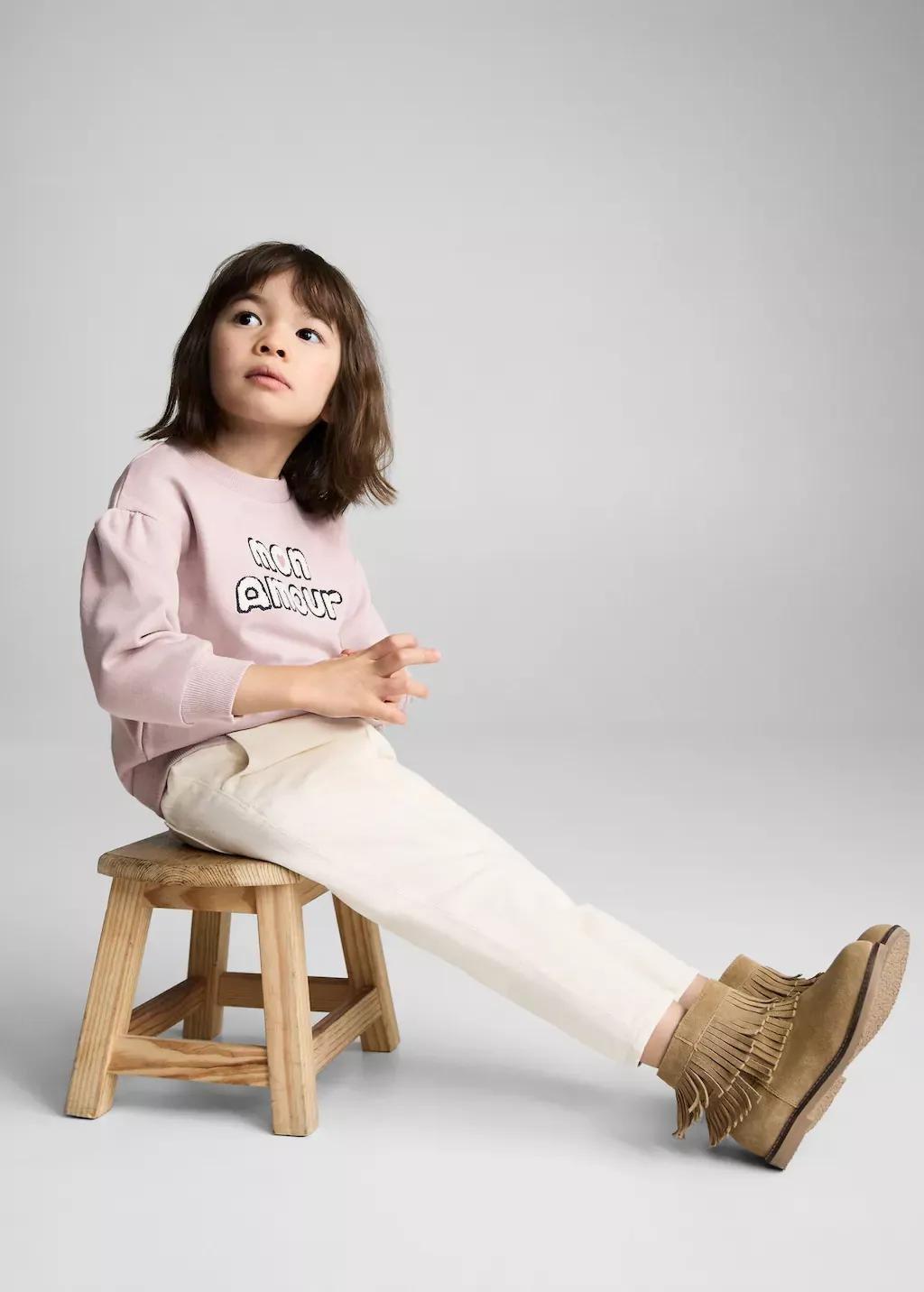 Pink Embossed Message Cotton Sweater, Baby Girl, , large image number 2