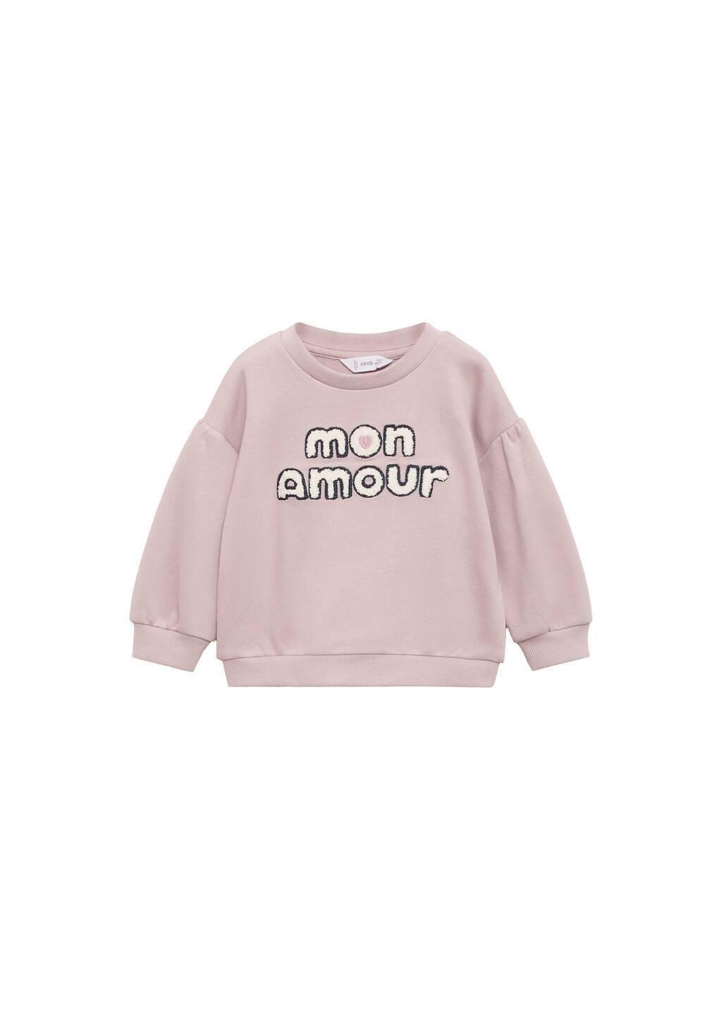 Pink Embossed Message Cotton Sweater, Baby Girl, , large image number 3