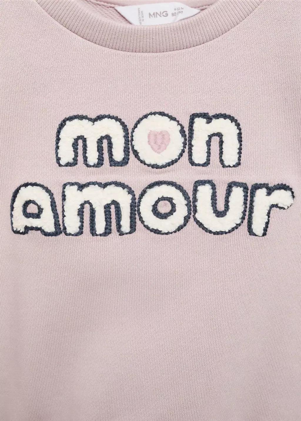 Pink Embossed Message Cotton Sweater, Baby Girl, , large image number 4