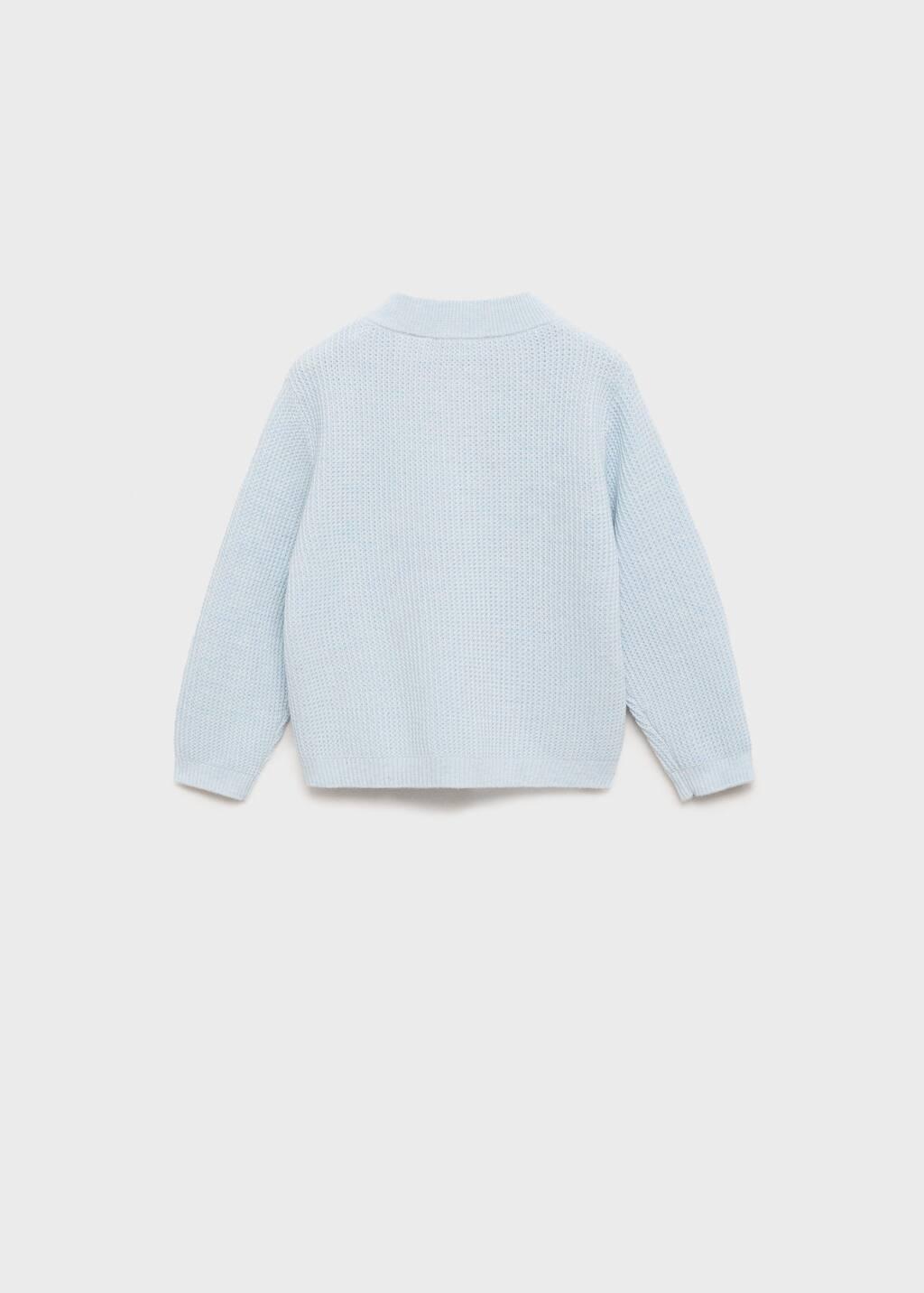 Blue Lt Pastel Knitted Cotton Sweater, Baby Boy, , large image number 1