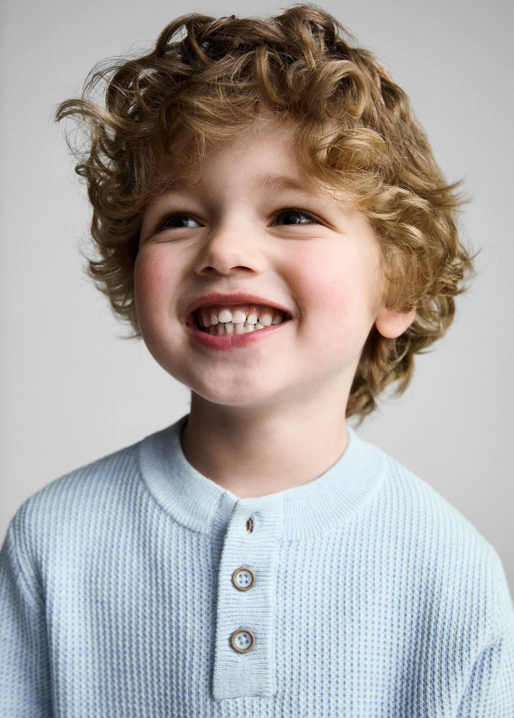 Blue Lt Pastel Knitted Cotton Sweater, Baby Boy, , large image number 2