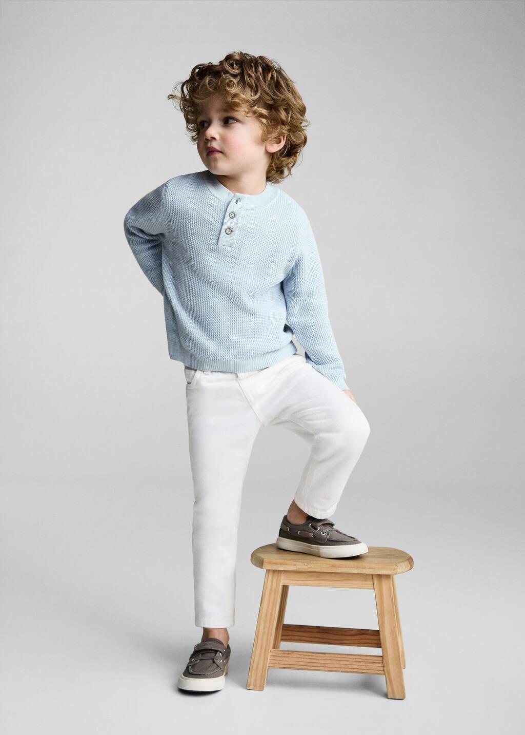 Blue Lt Pastel Knitted Cotton Sweater, Baby Boy, , large image number 3