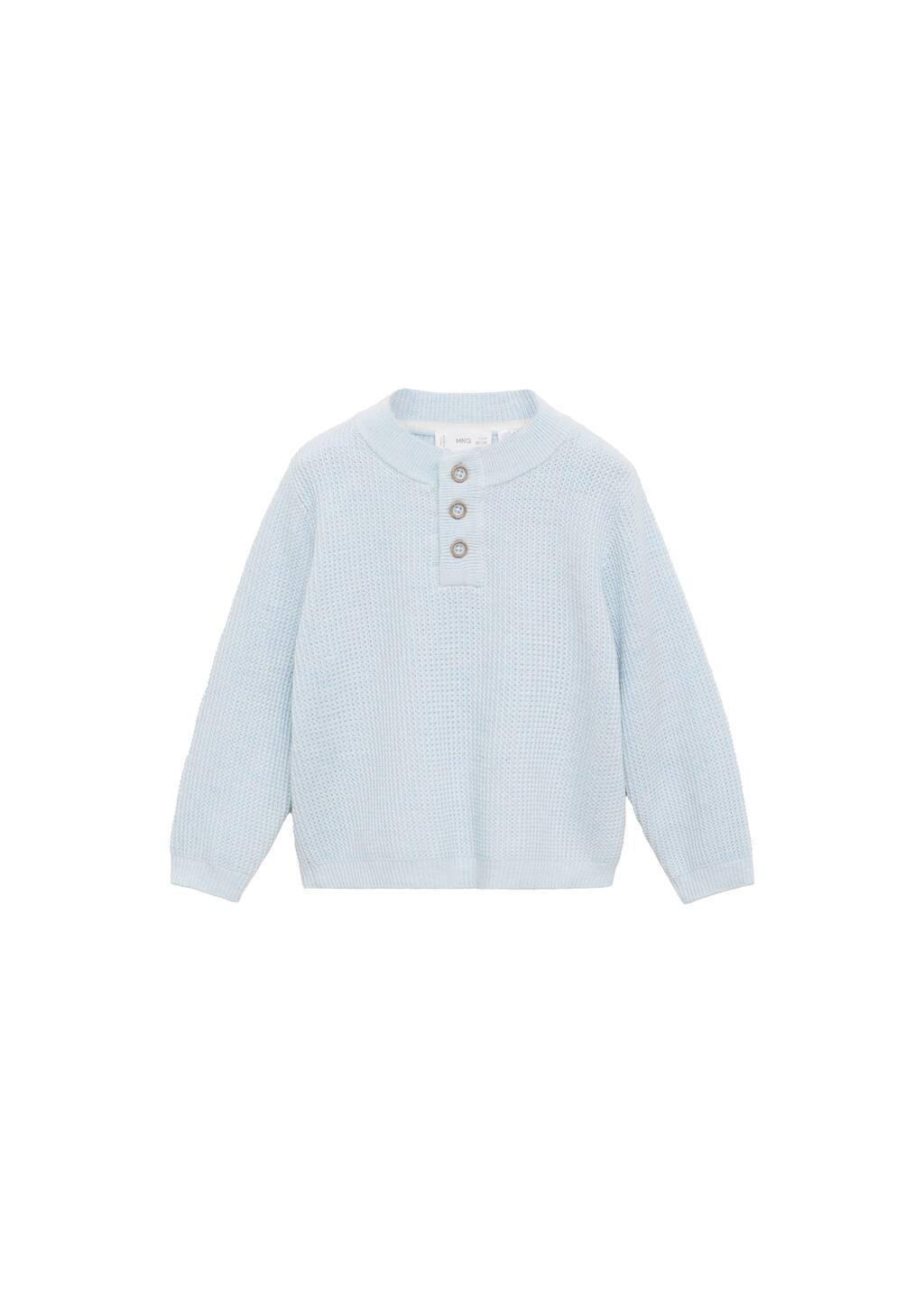 Blue Lt Pastel Knitted Cotton Sweater, Baby Boy, , large image number 5