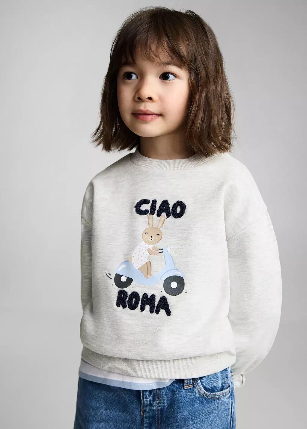 Grey Lt Pastel Printed Embossed Sweatshirt, Baby Girl, , large image number 0