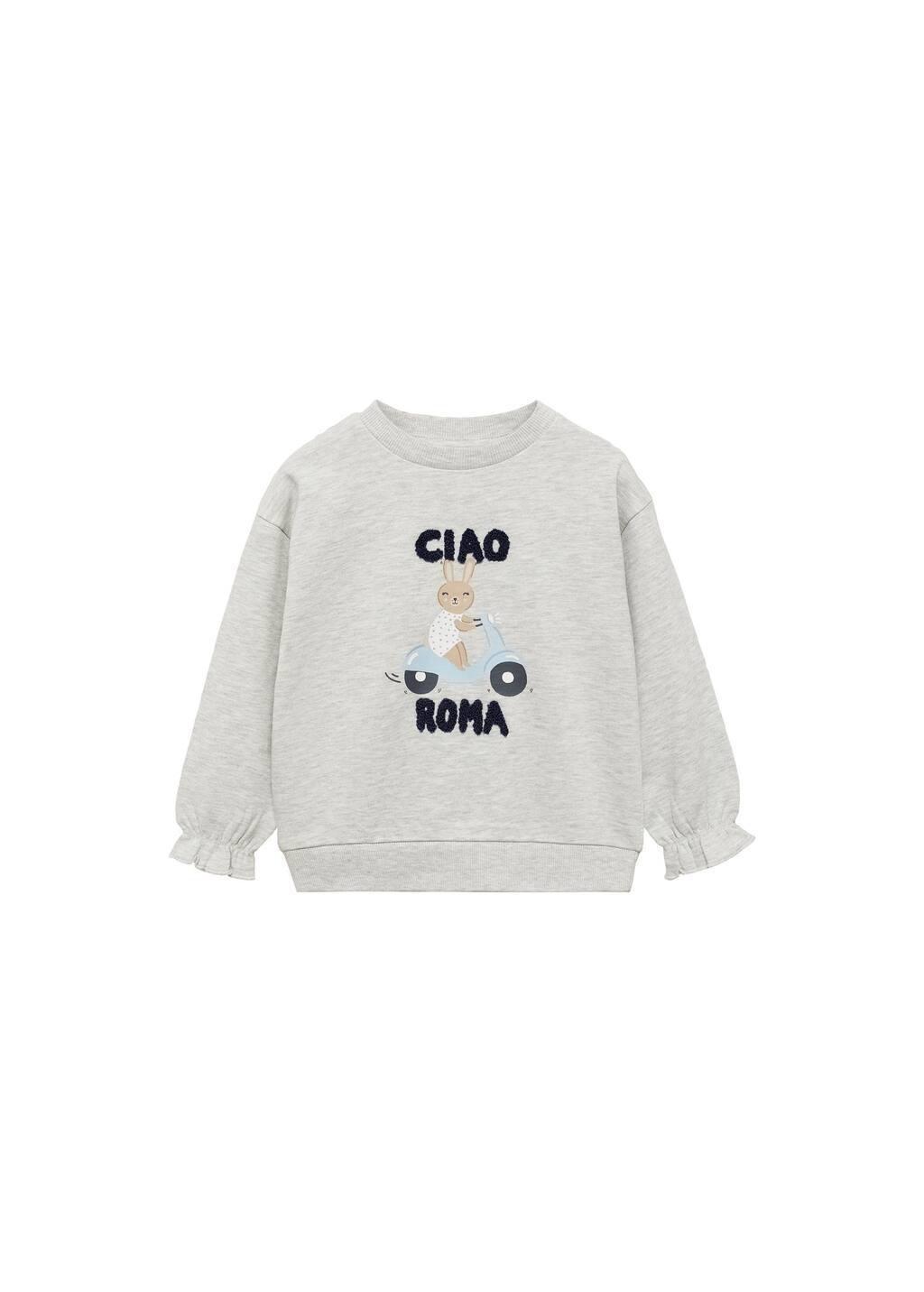 Grey Lt Pastel Printed Embossed Sweatshirt, Baby Girl, , large image number 3