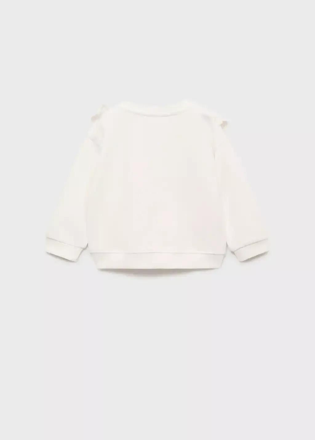 White Ruffle Detail Sweatshirt, Baby Girl, , large image number 1