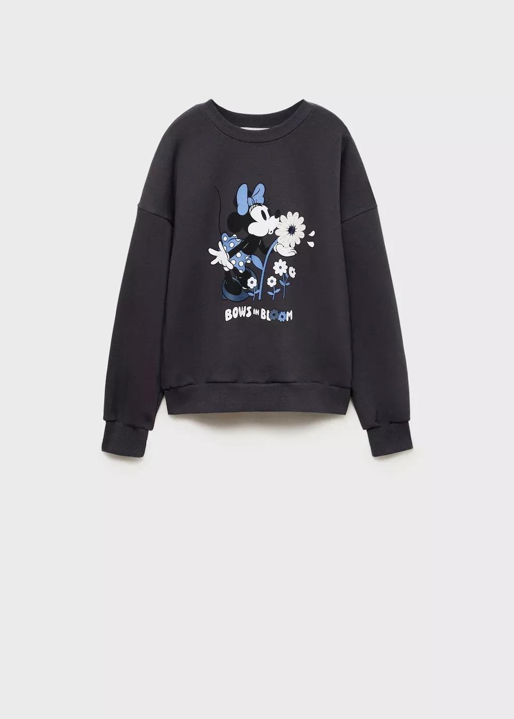 Grey Minnie Mouse Graphic Print Hoodie, Kids Girls, , large image number 0