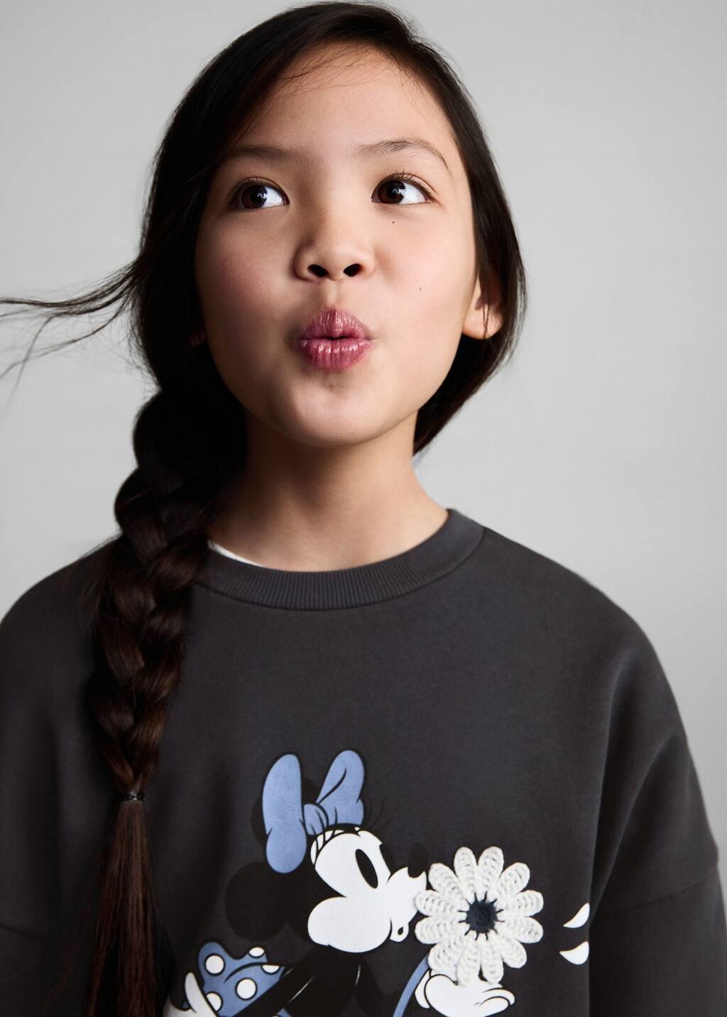 Grey Minnie Mouse Graphic Print Hoodie, Kids Girls, , large image number 3