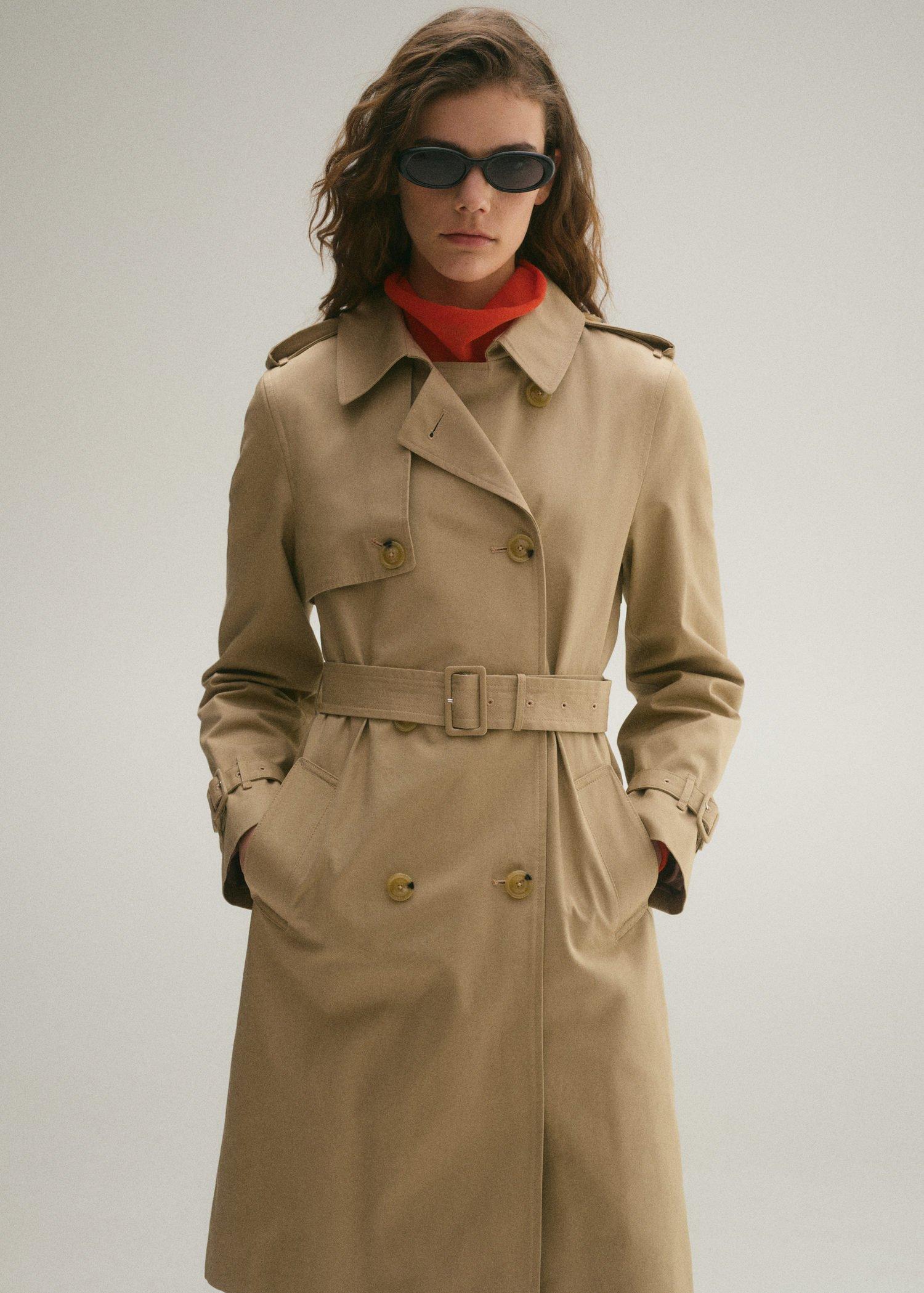 Beige Classic Belted Trench Coat, , large image number 0