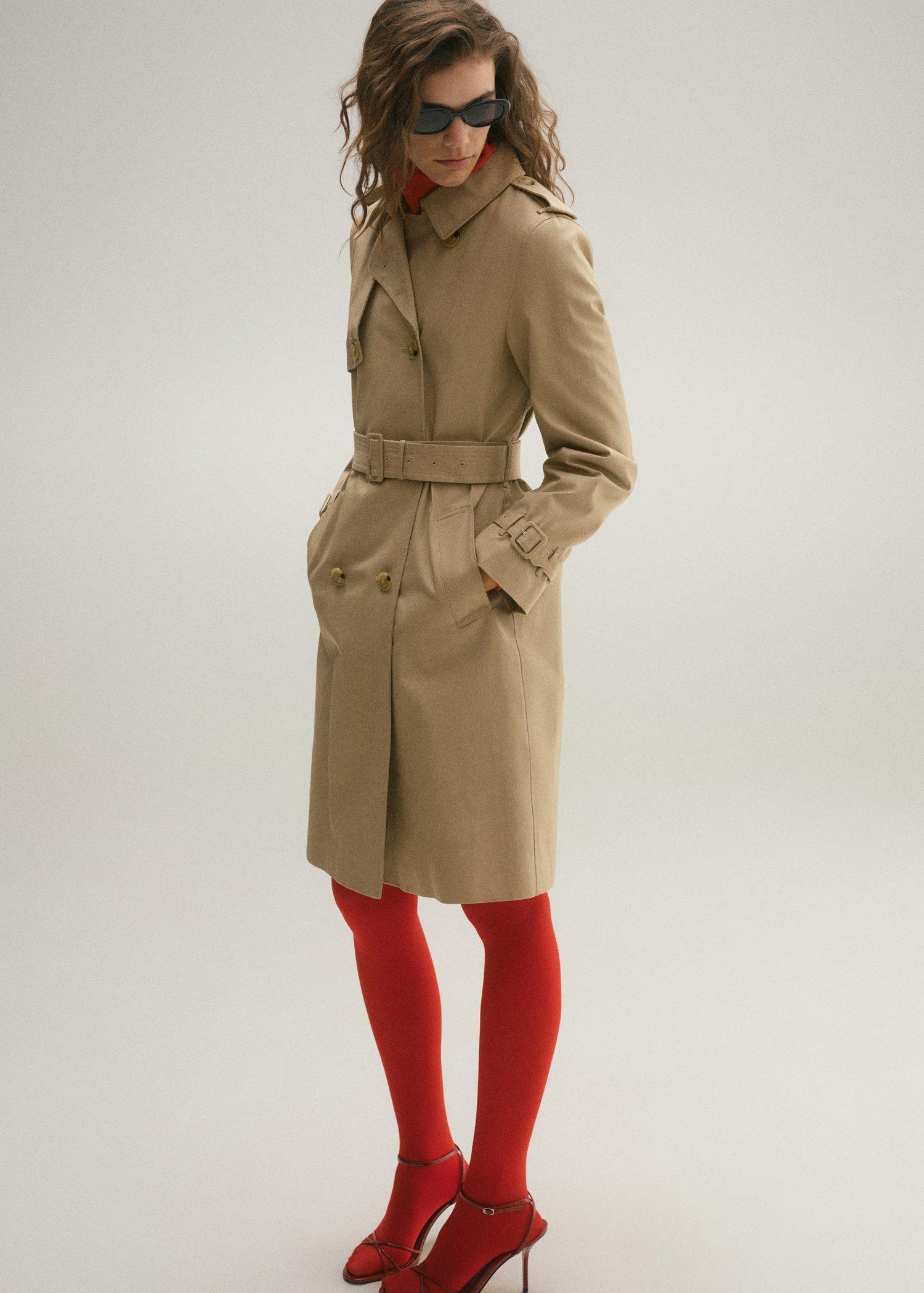 Beige Classic Belted Trench Coat, , large image number 1
