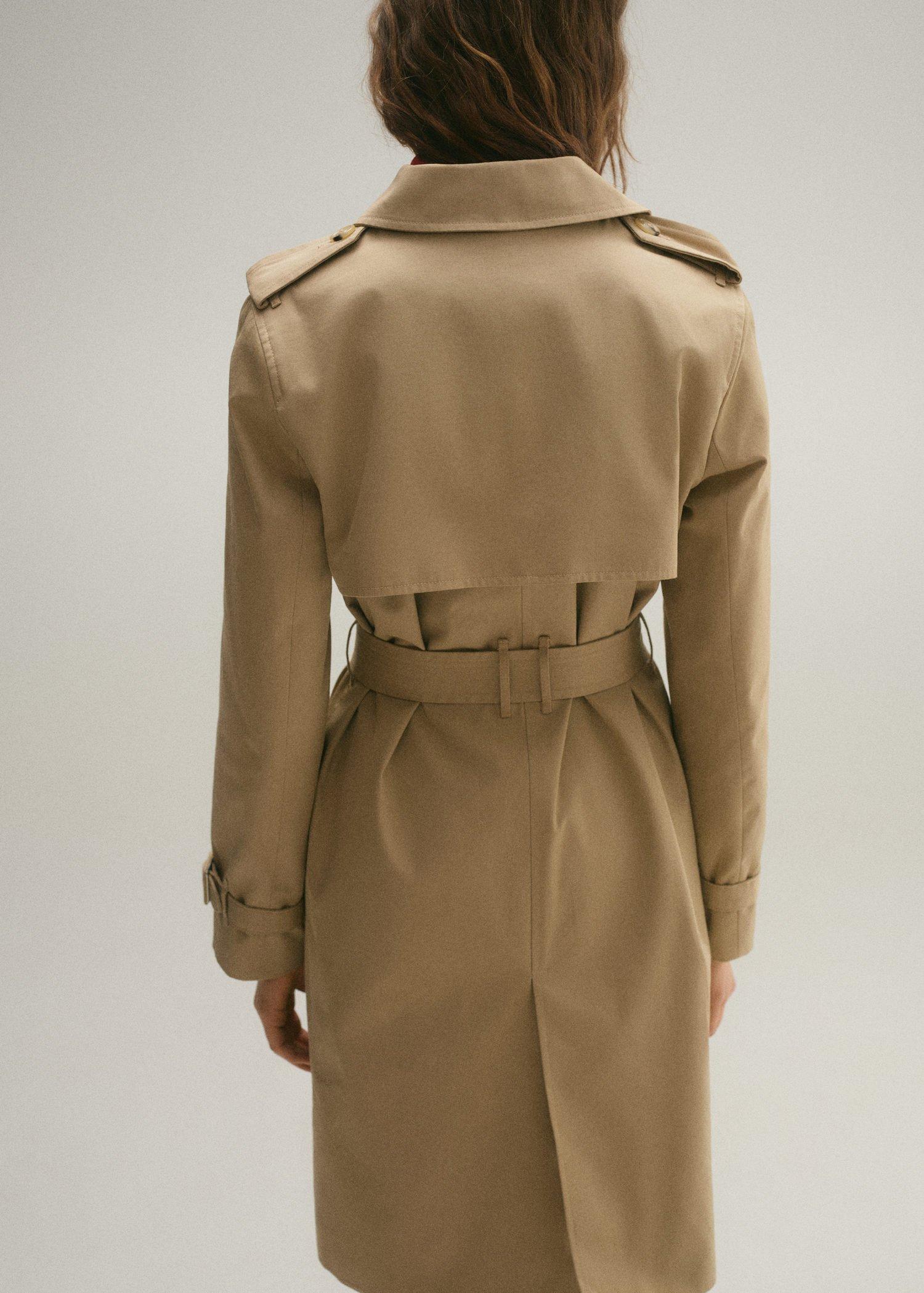 Beige Classic Belted Trench Coat, , large image number 4