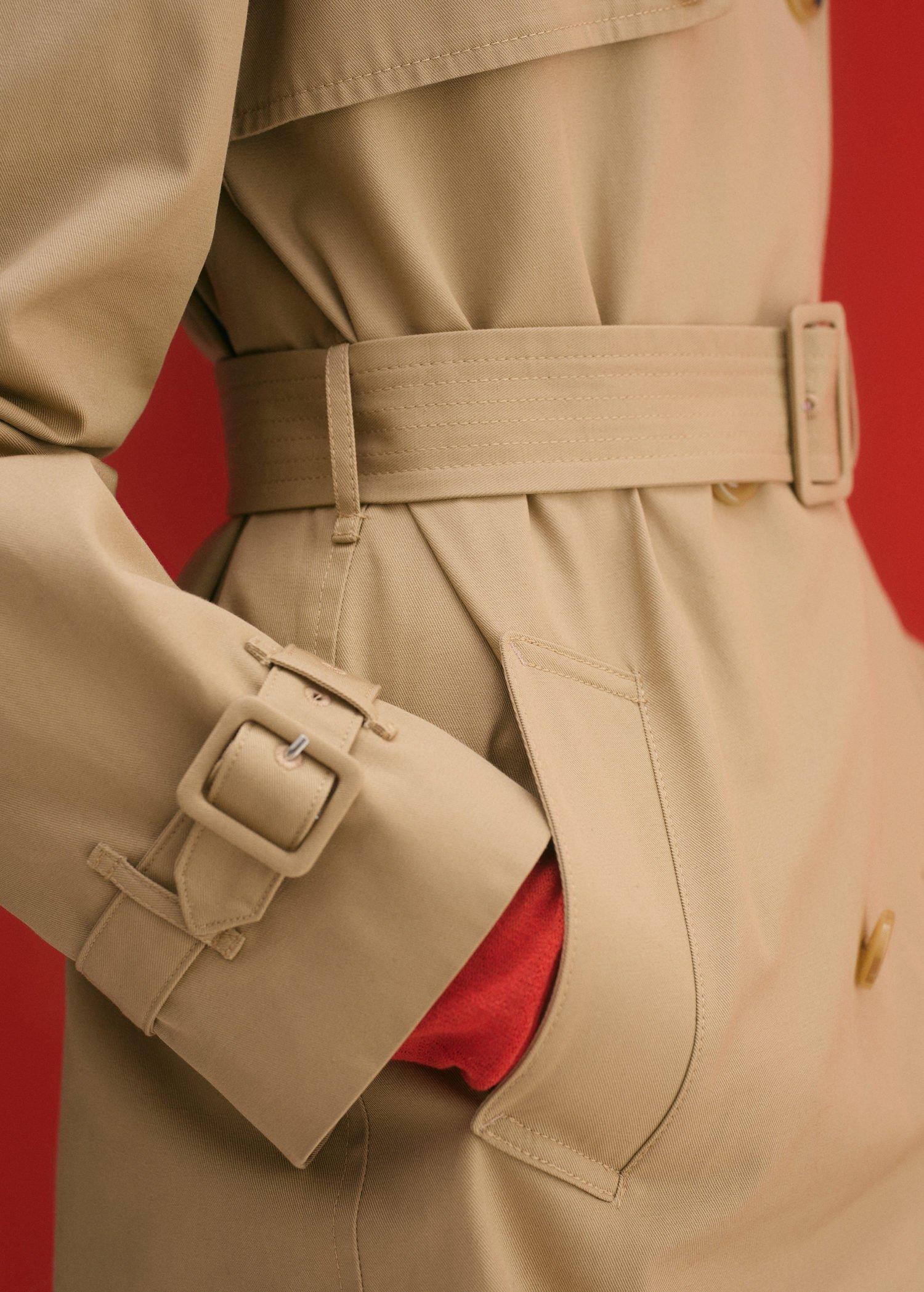 Beige Classic Belted Trench Coat, , large image number 5