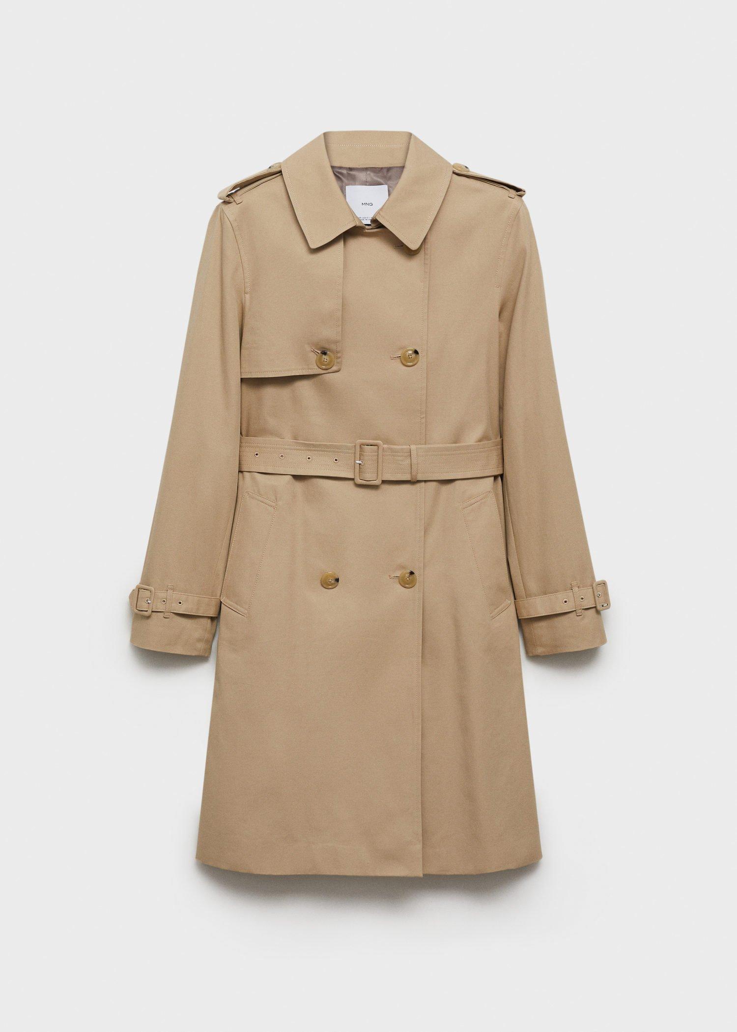 Beige Classic Belted Trench Coat, , large image number 7