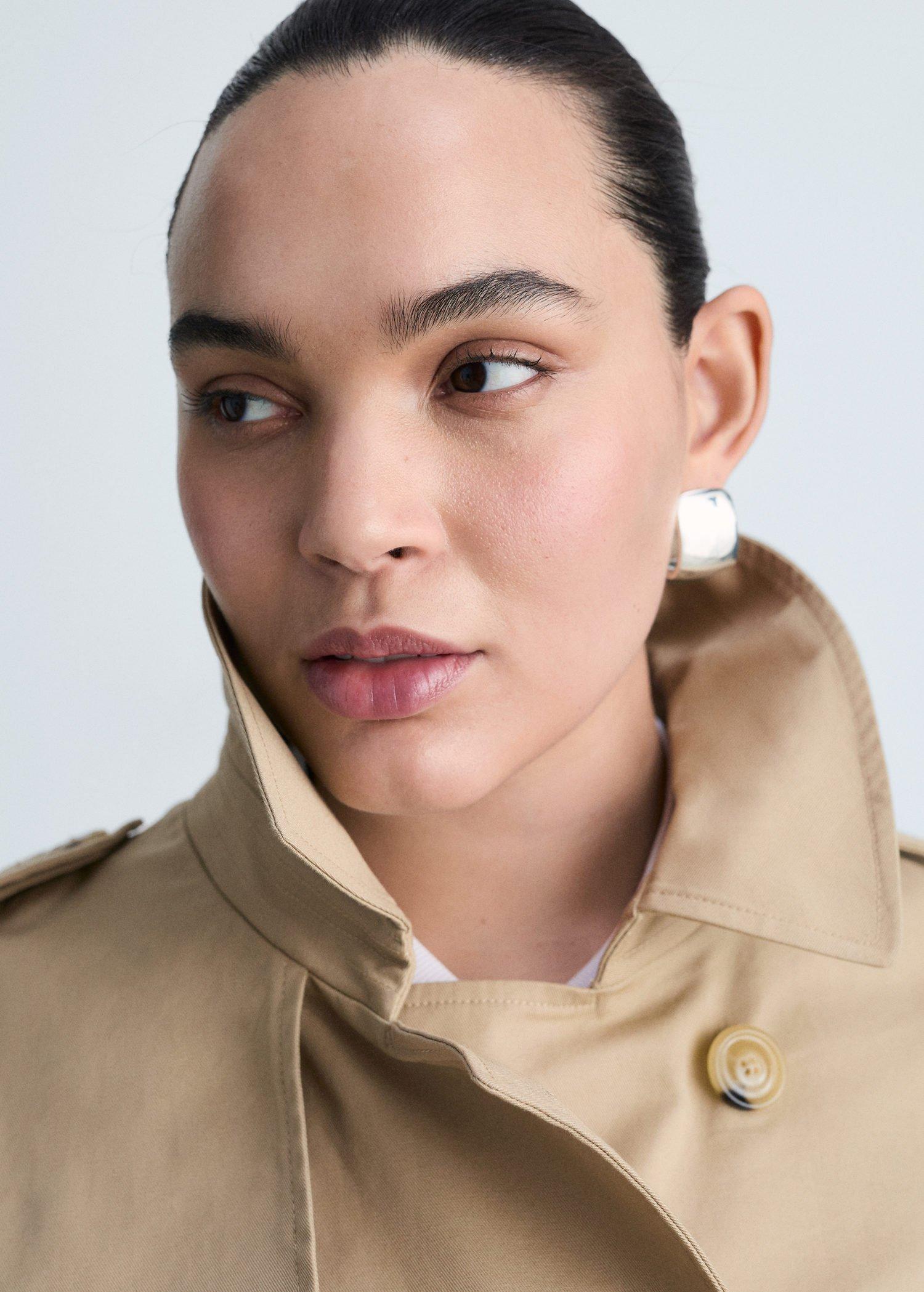 Beige Classic Belted Trench Coat, , large image number 9