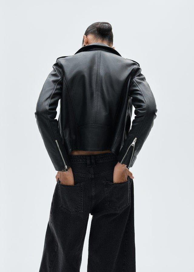 Black Leather Biker Jacket, , large image number 2