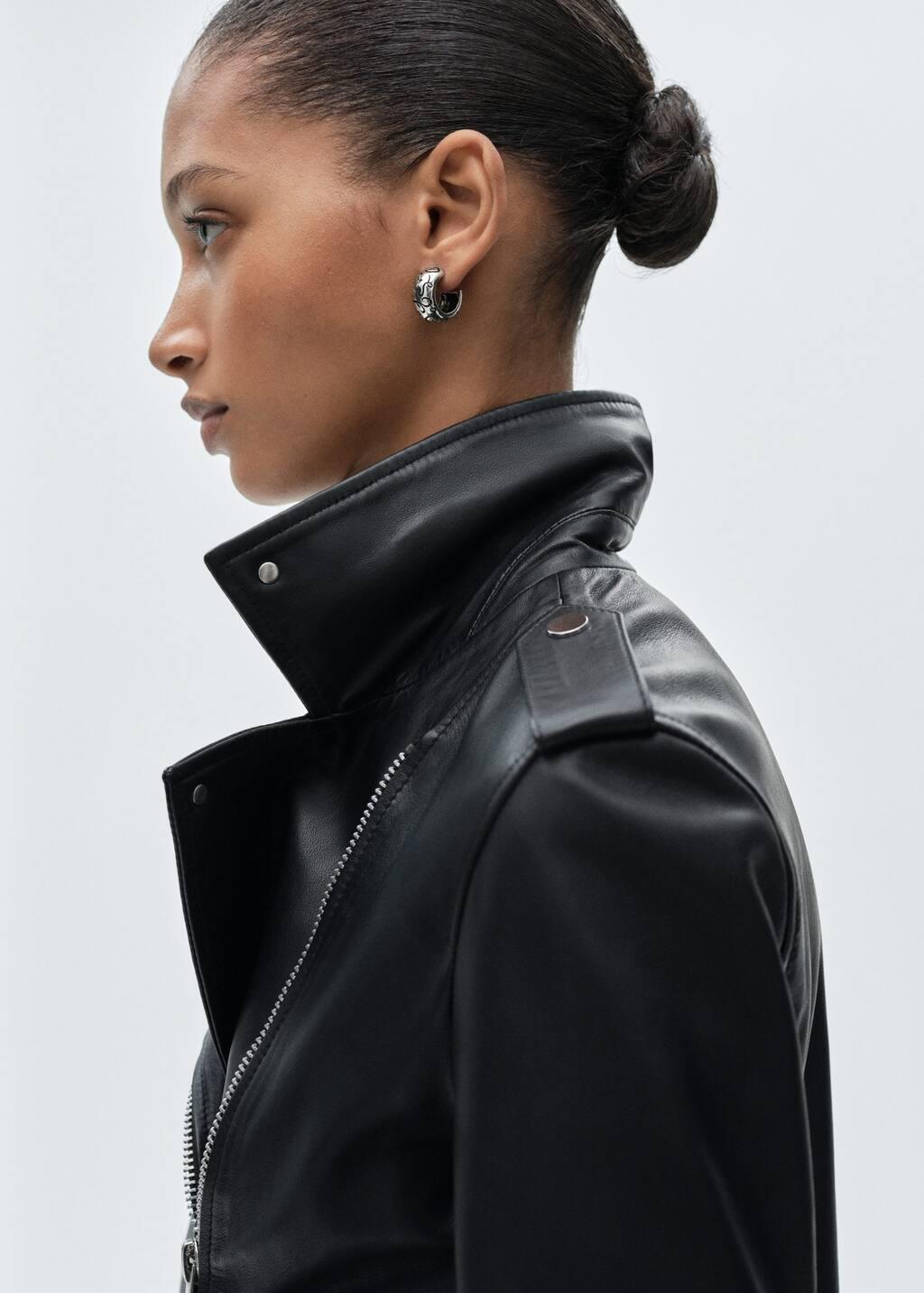 Black Leather Biker Jacket, , large image number 3