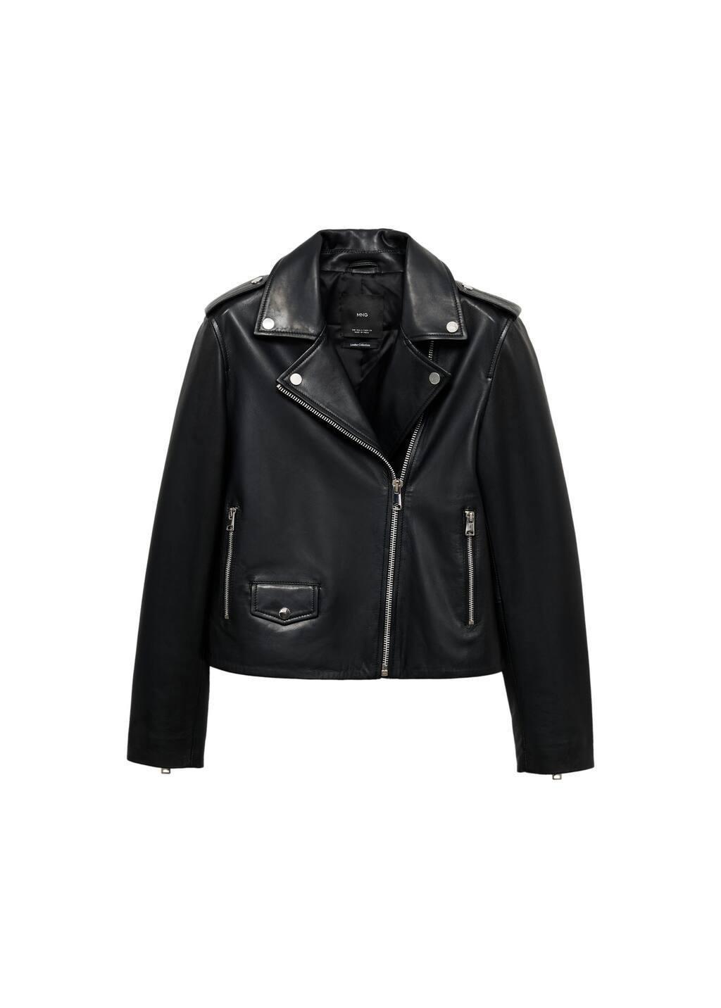 Black Leather Biker Jacket, , large image number 6