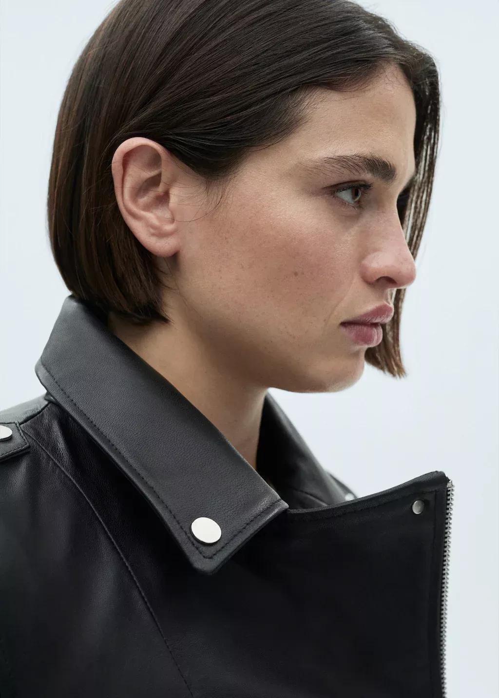 Black Leather Biker Jacket, , large image number 7