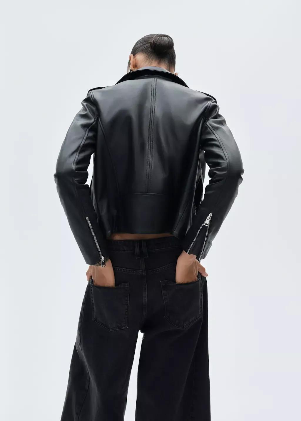 Black Leather Biker Jacket, , large image number 10