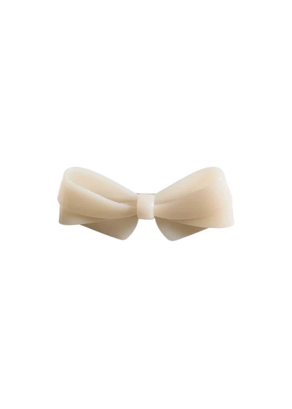 White Bow Hairclip, Natural White, large image number 2