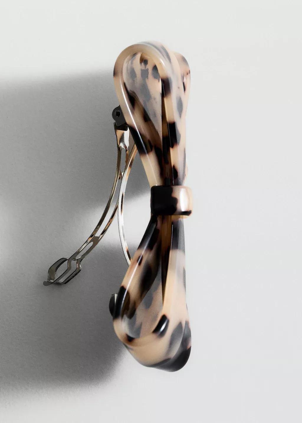 Brown Bow Hairclip, , medium