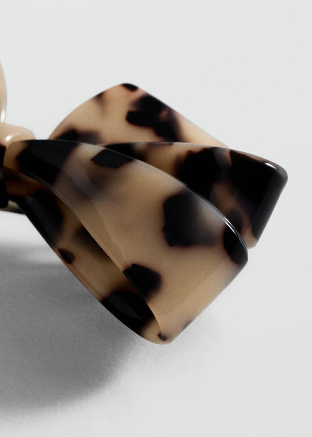 Brown Bow Hairclip, Brown, large image number 1