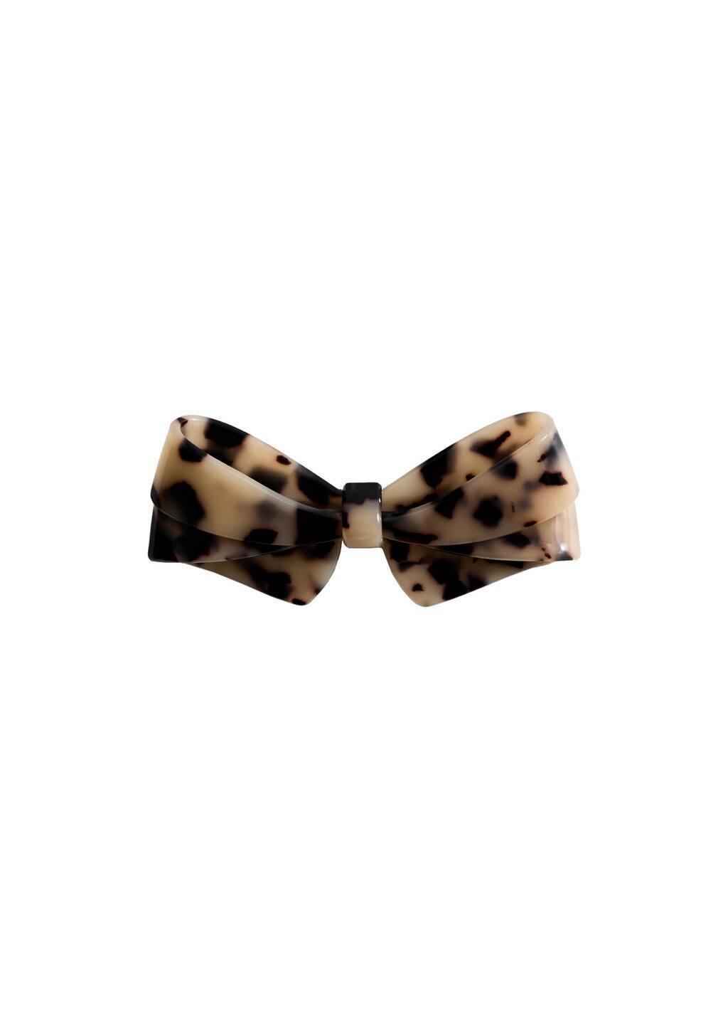 Brown Bow Hairclip, Brown, large image number 2