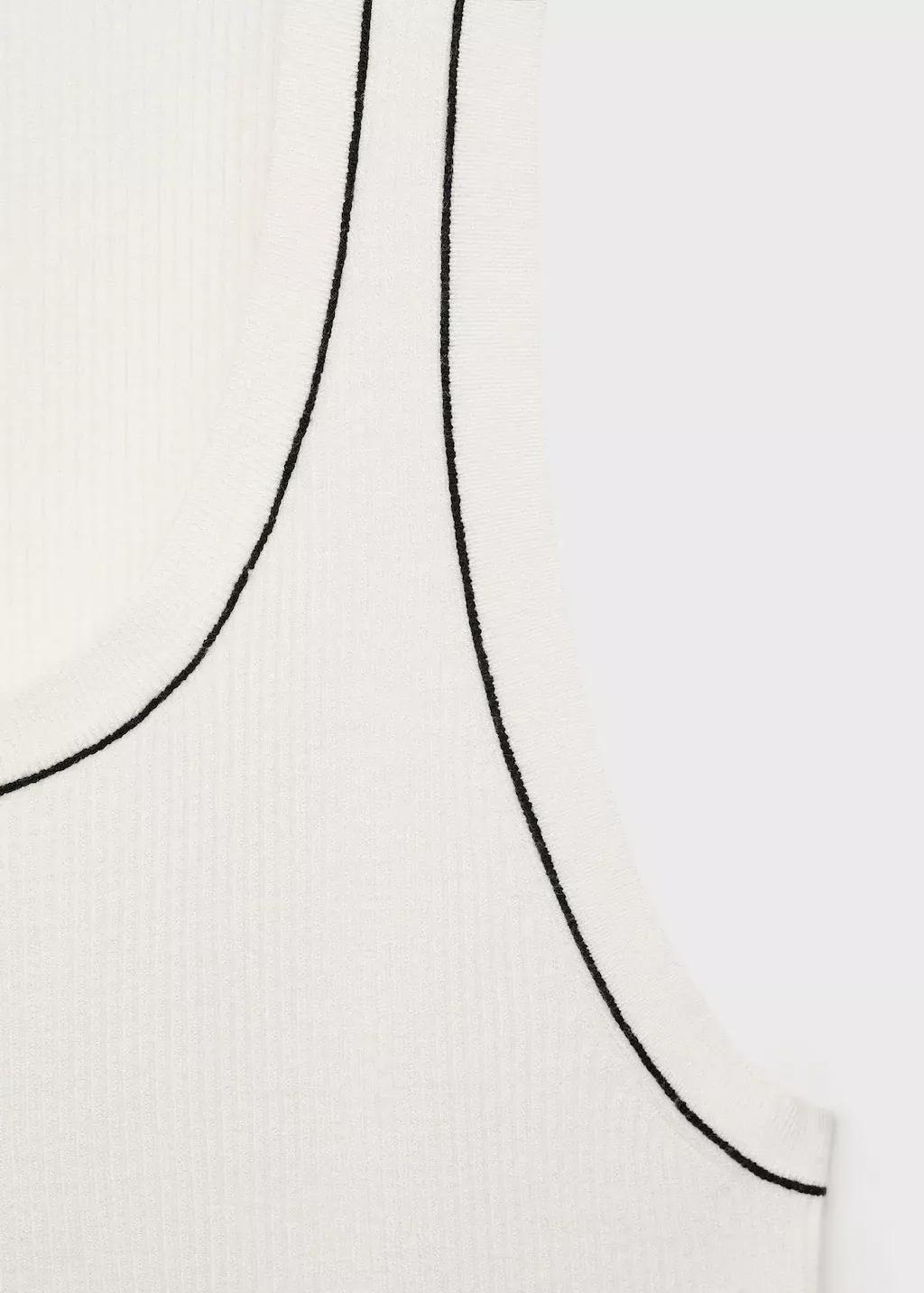 Beige Ribbed Top With Contrasting Trim, , large image number 4