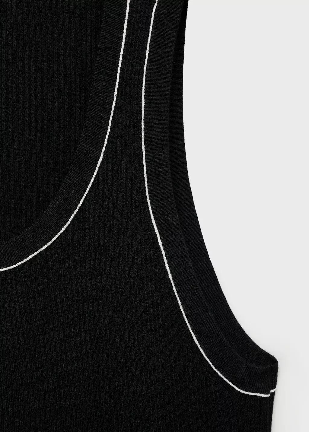 Black Ribbed Top With Contrasting Trim, , large image number 2