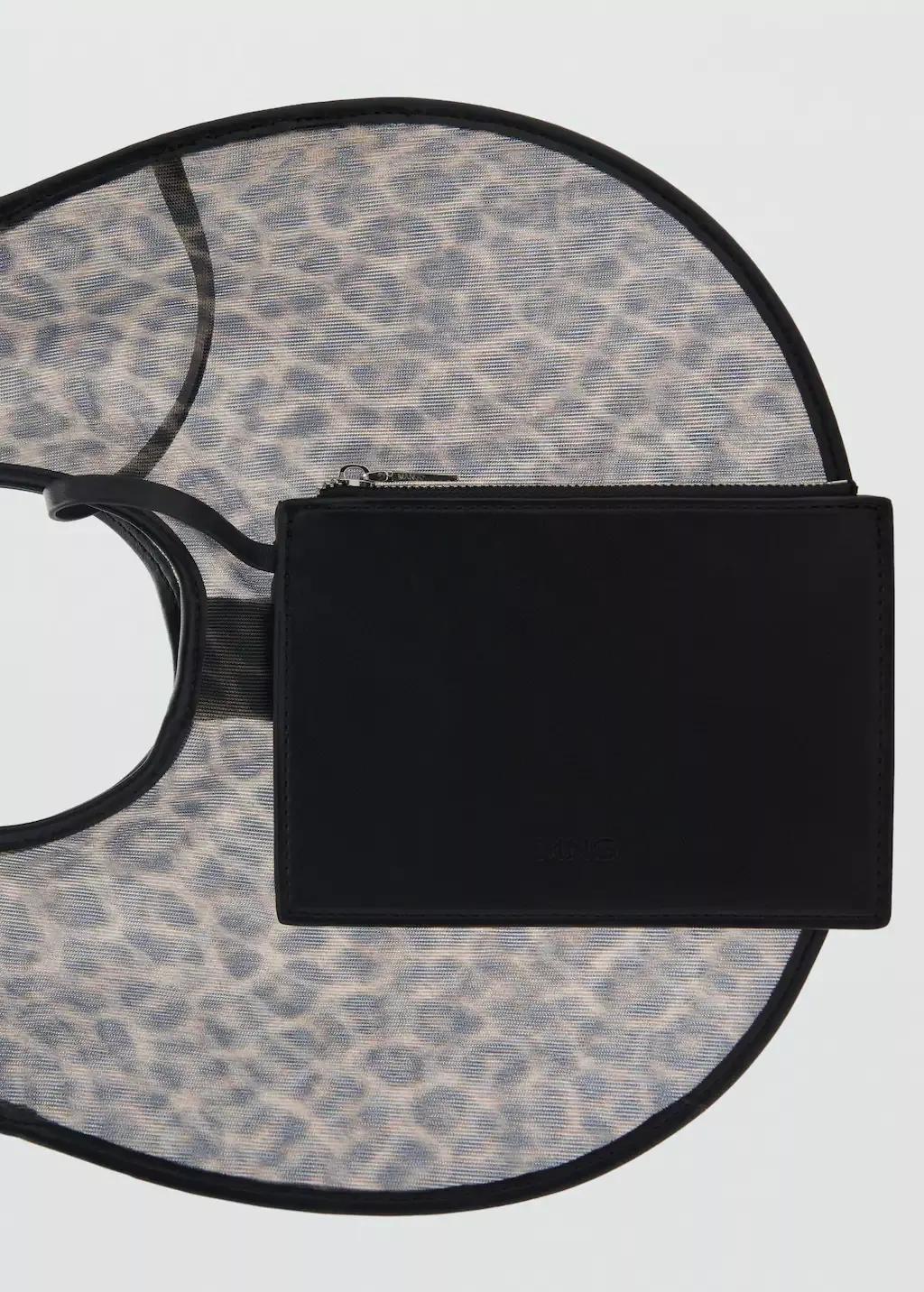 Black Semi-Sheer Leopard-Print Handbag, 0201_99, large image number 1