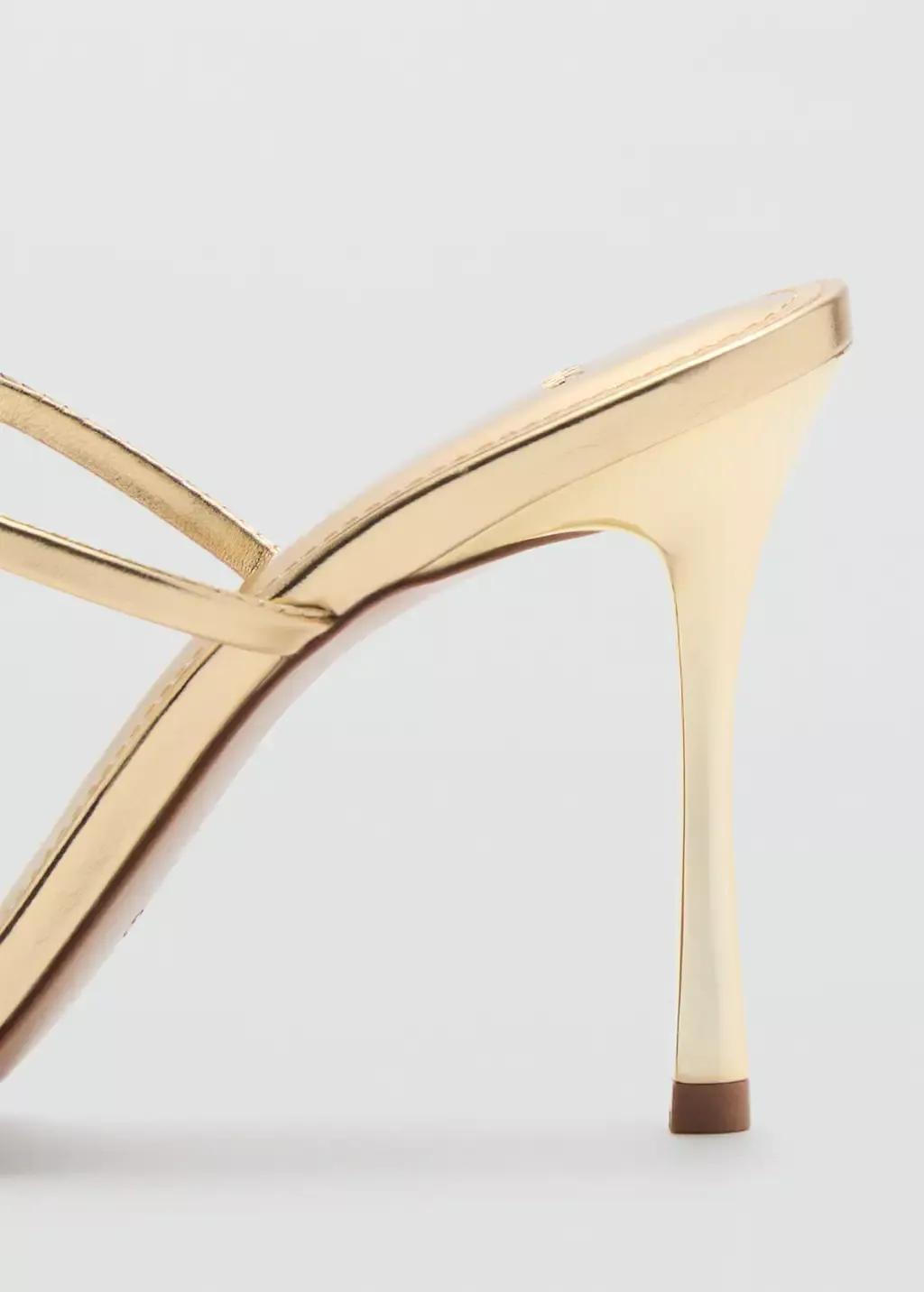 Gold Strappy Heeled Sandal With Bow Detail, , large image number 2