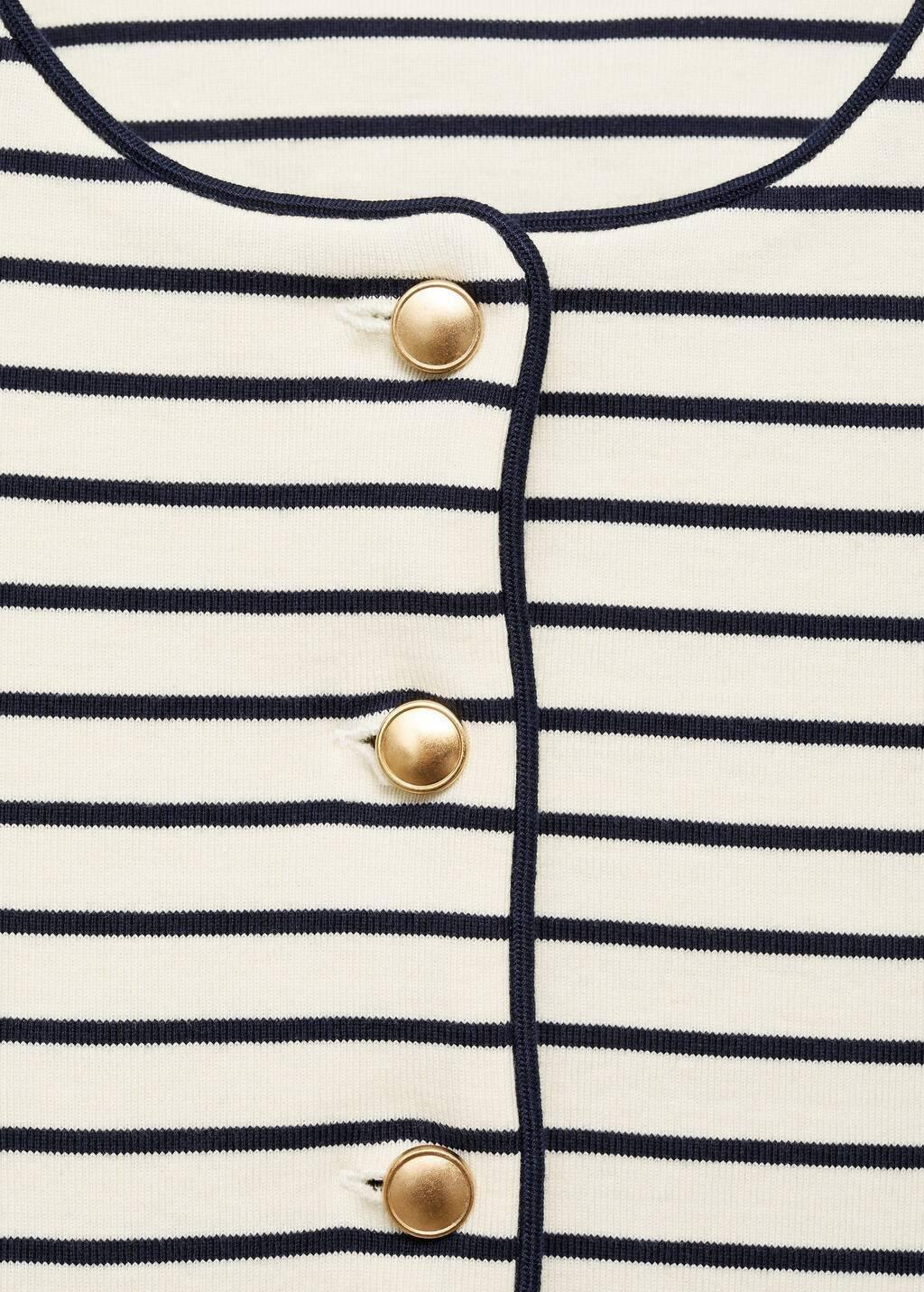 Beige Stripped Knit Cardigan, , large image number 7
