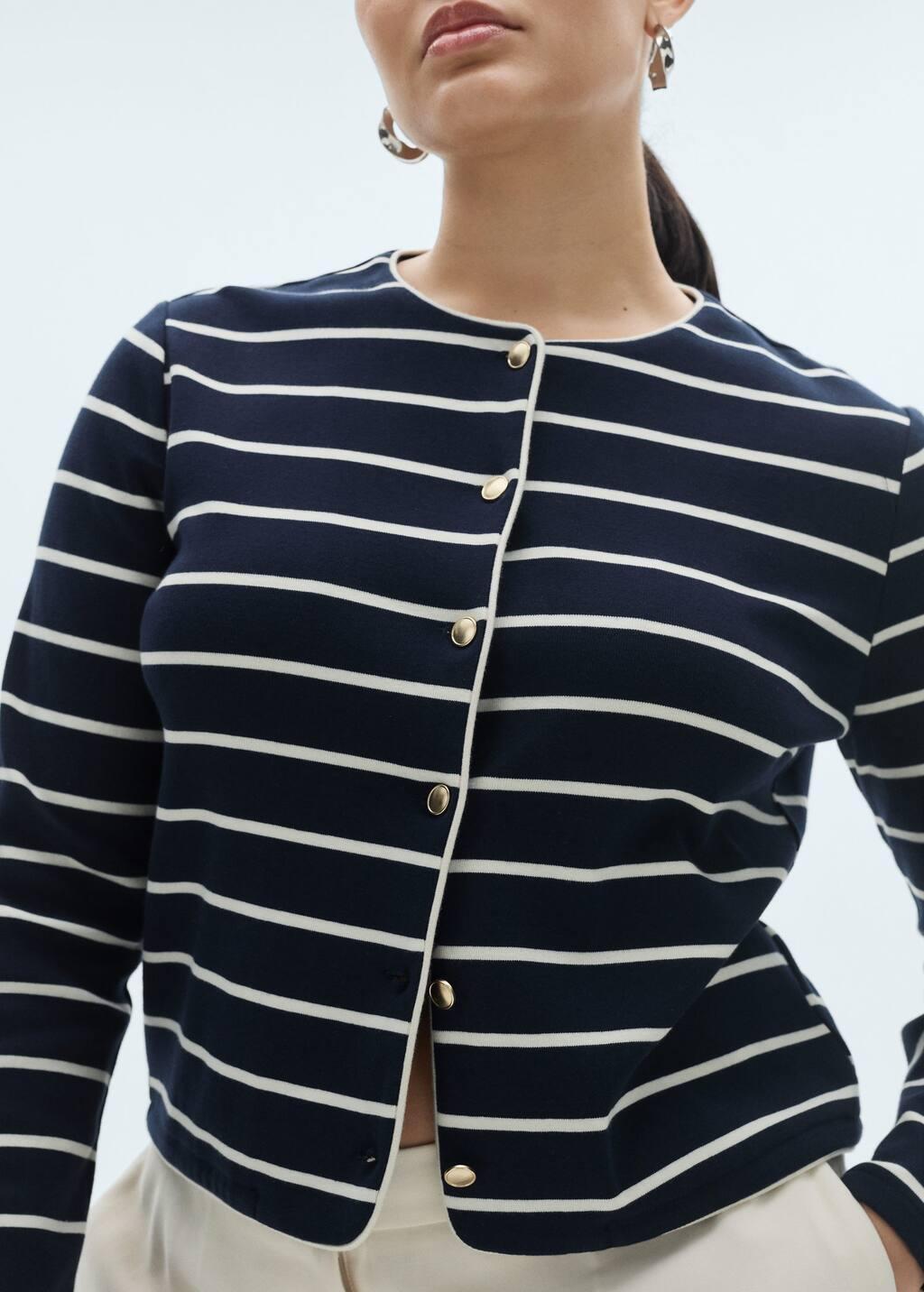 Navy Stripped Knit Cardigan, , large image number 5