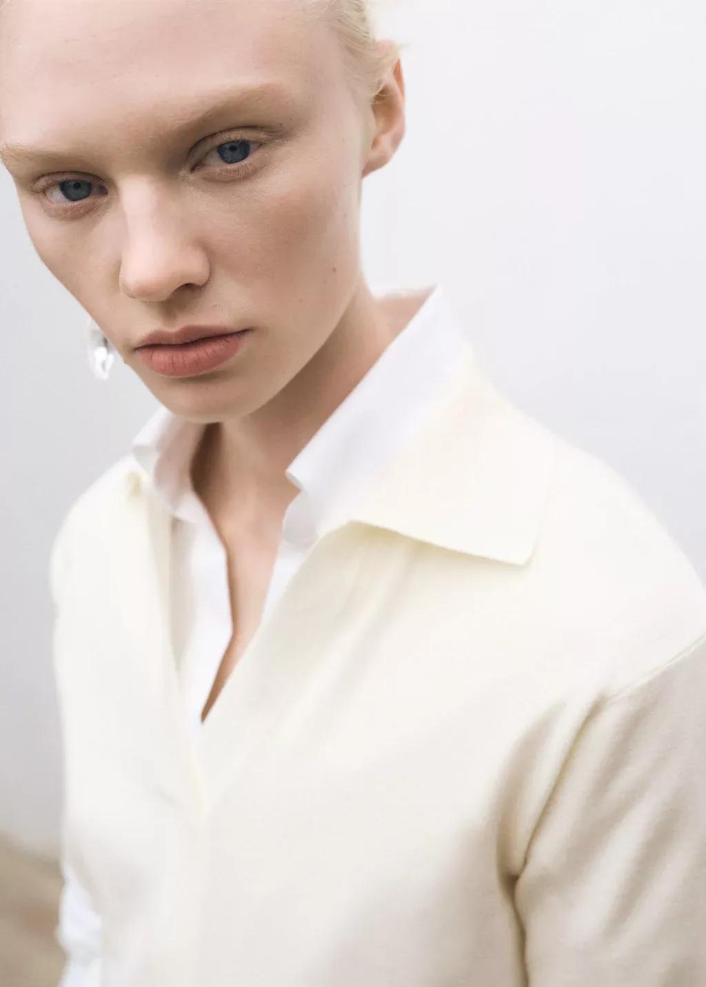 Beige Wool-Blend Polo-Neck Sweater, , large image number 1